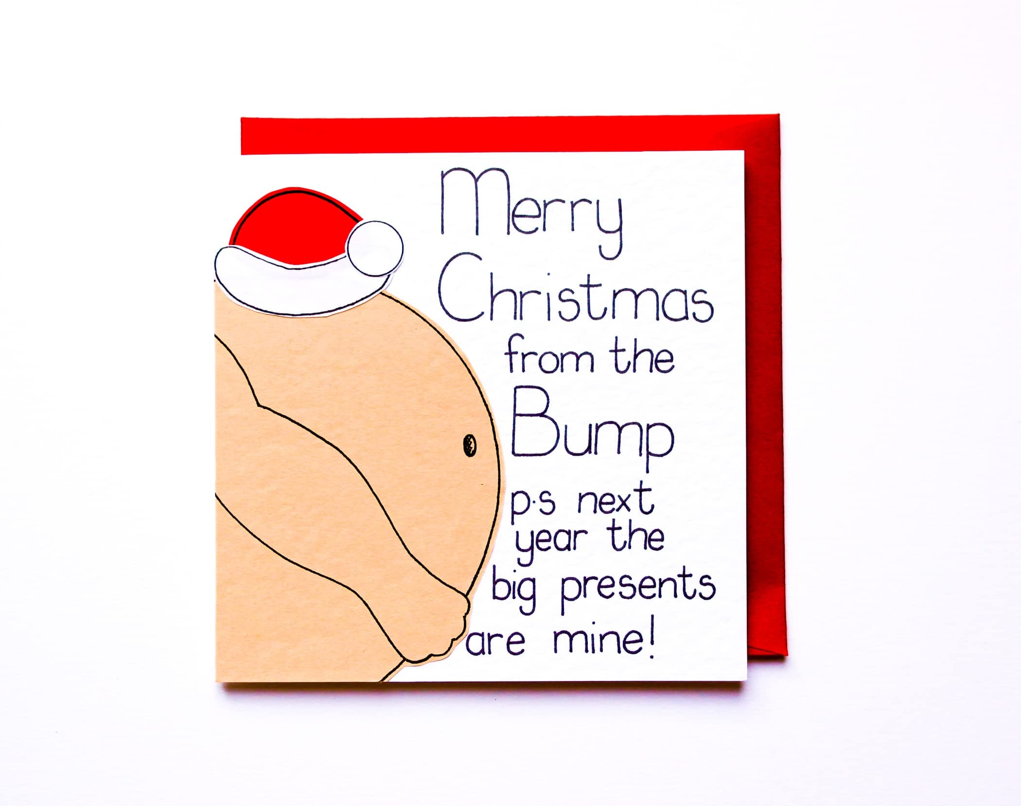 Christmas Card From Baby Bump, Xmas Card For Grandparents, Mummy, Daddy To Be, Him, Her