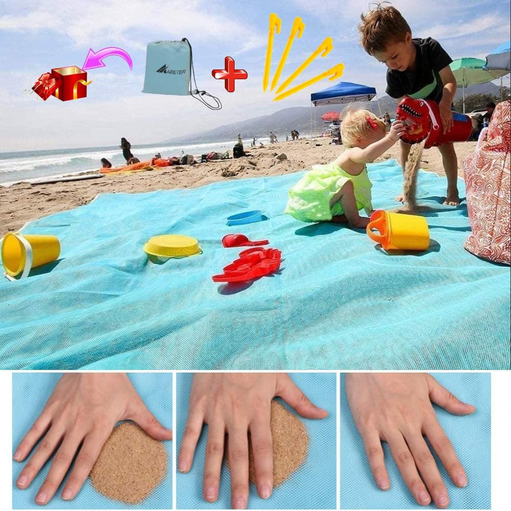 Sand Free Beach Mat Blanket Sand Proof Magic Sandless Sand Dirt & Dust Disappear Fast Dry Easy to Clean Waterproof Rug Avoid Sand Dirt and Grass Keep Everything Clean (79 * 79")