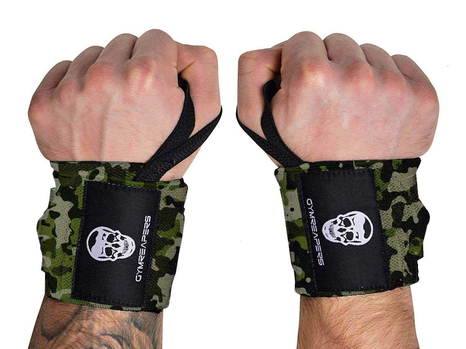 Gymreapers Competition Grade Weightlifting Wrist Wraps - 18" - Professional Quality Wrist Support, Heavy Duty Thumb Loops - Perfect for Powerlifting, Strength Training, Bodybuilding, Camo, 18"
