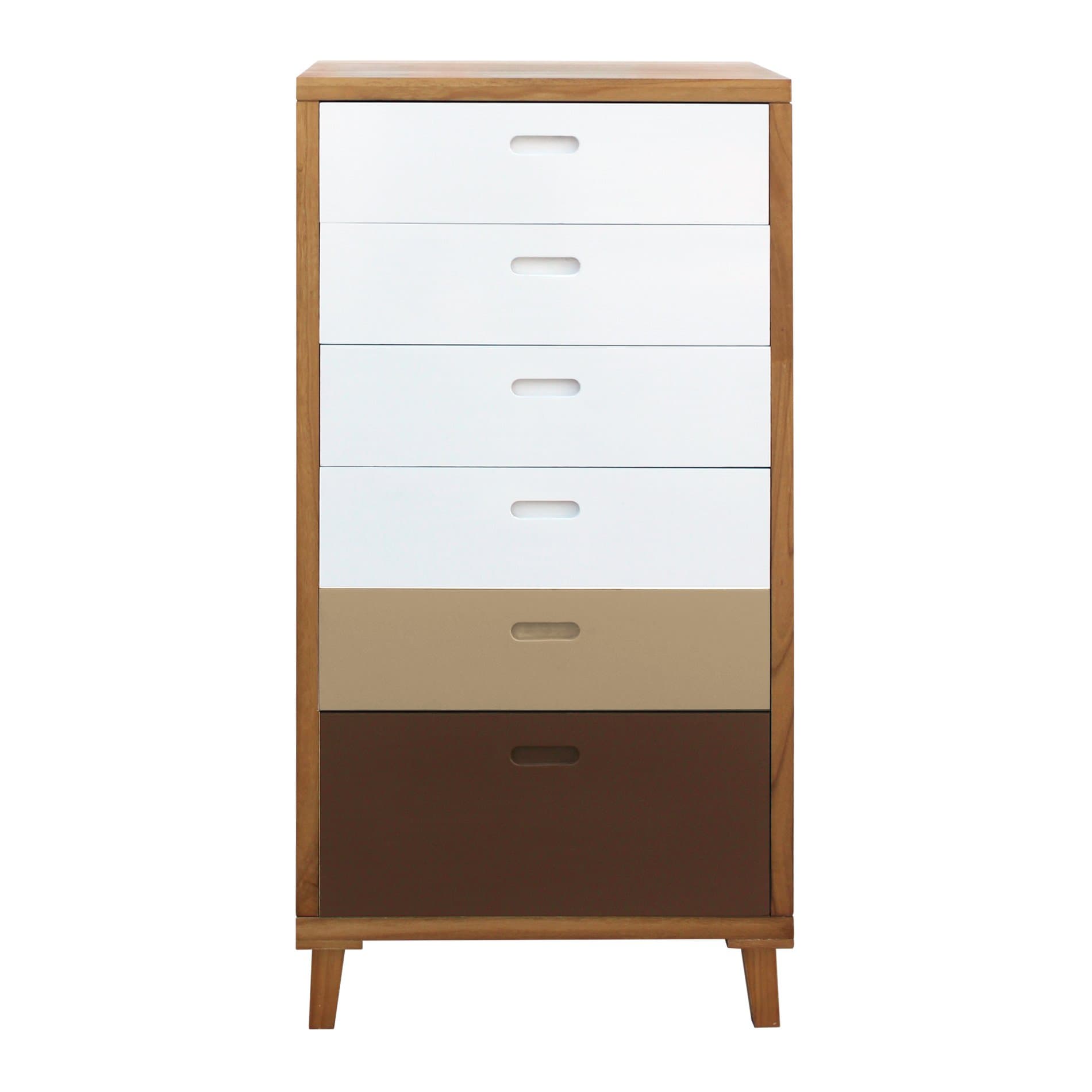 Mobili Rebecca® Chest of Drawers Dresser 6 Drawers Brown White Wood Contemporary Design (Cod. RE6050)