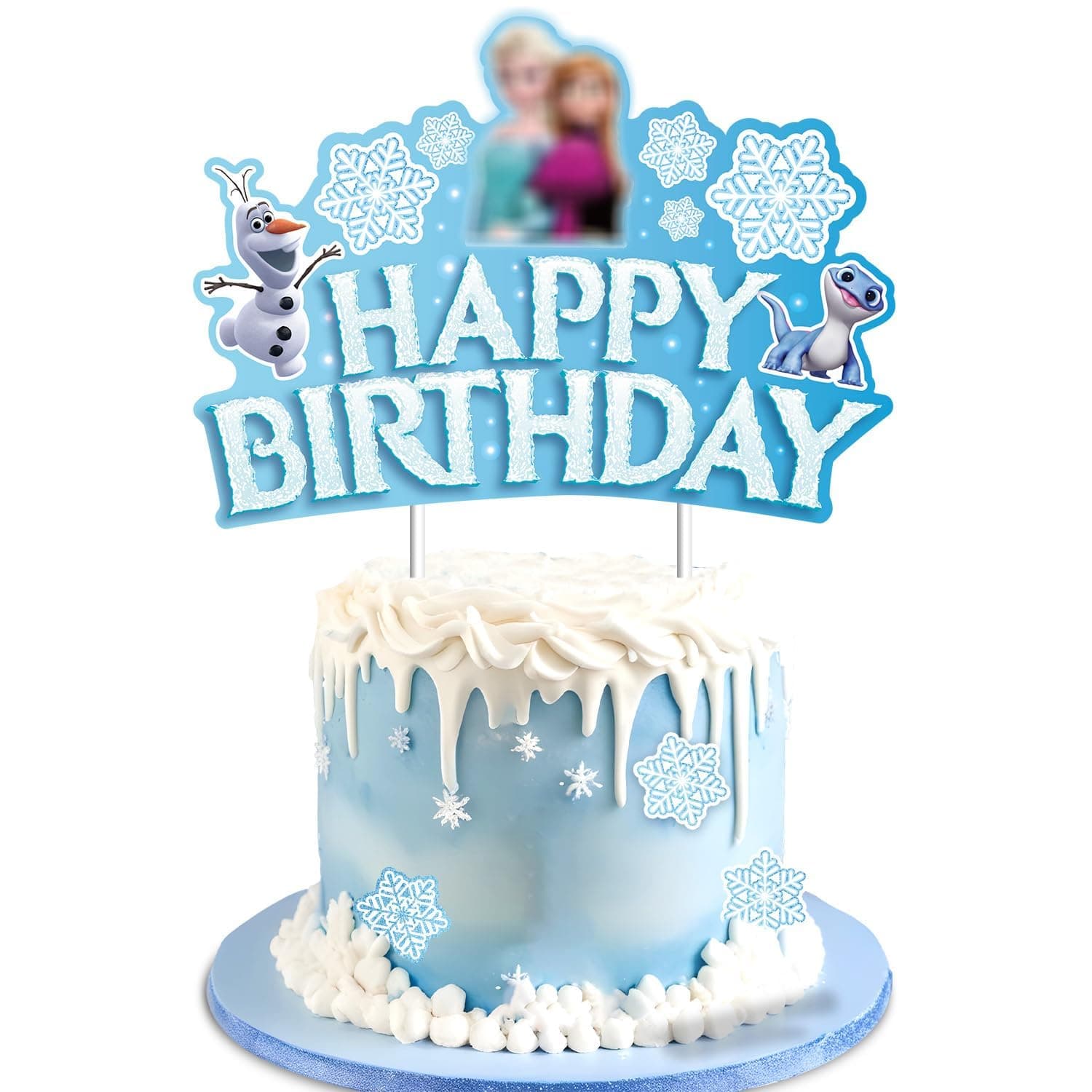 Ice Princess Cake Topper for Girls, Princess Birthday Cake Topper Snowflake Theme Baby Shower Birthday Cake Decor For Girls Boys Kids