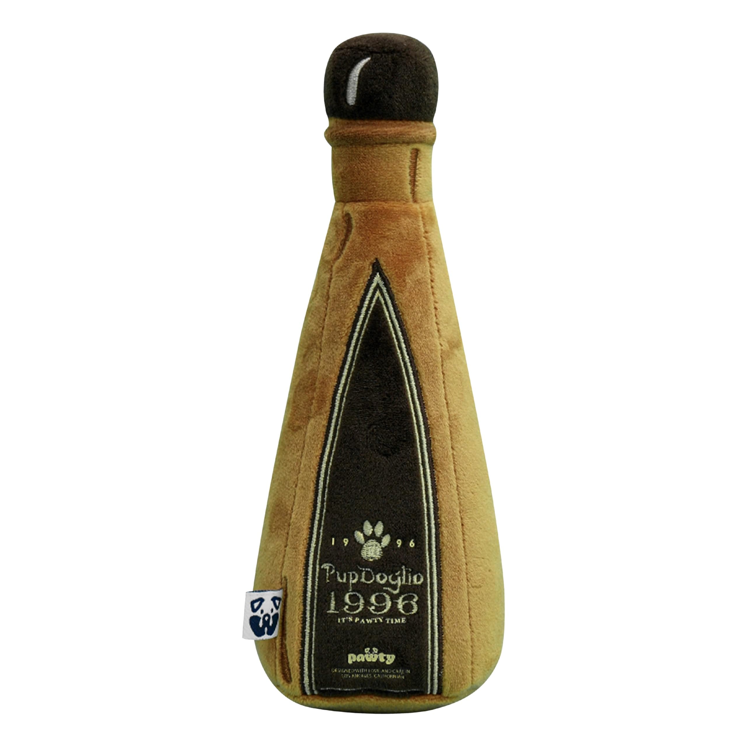 Pup Doglio 1996 Dog Toy - Plush Cute Unique Alcohol Beer Wine Dog Drinks Toy with Squeaker for Small Dogs - Cute Dog Gifts for Favorite Dog Birthday