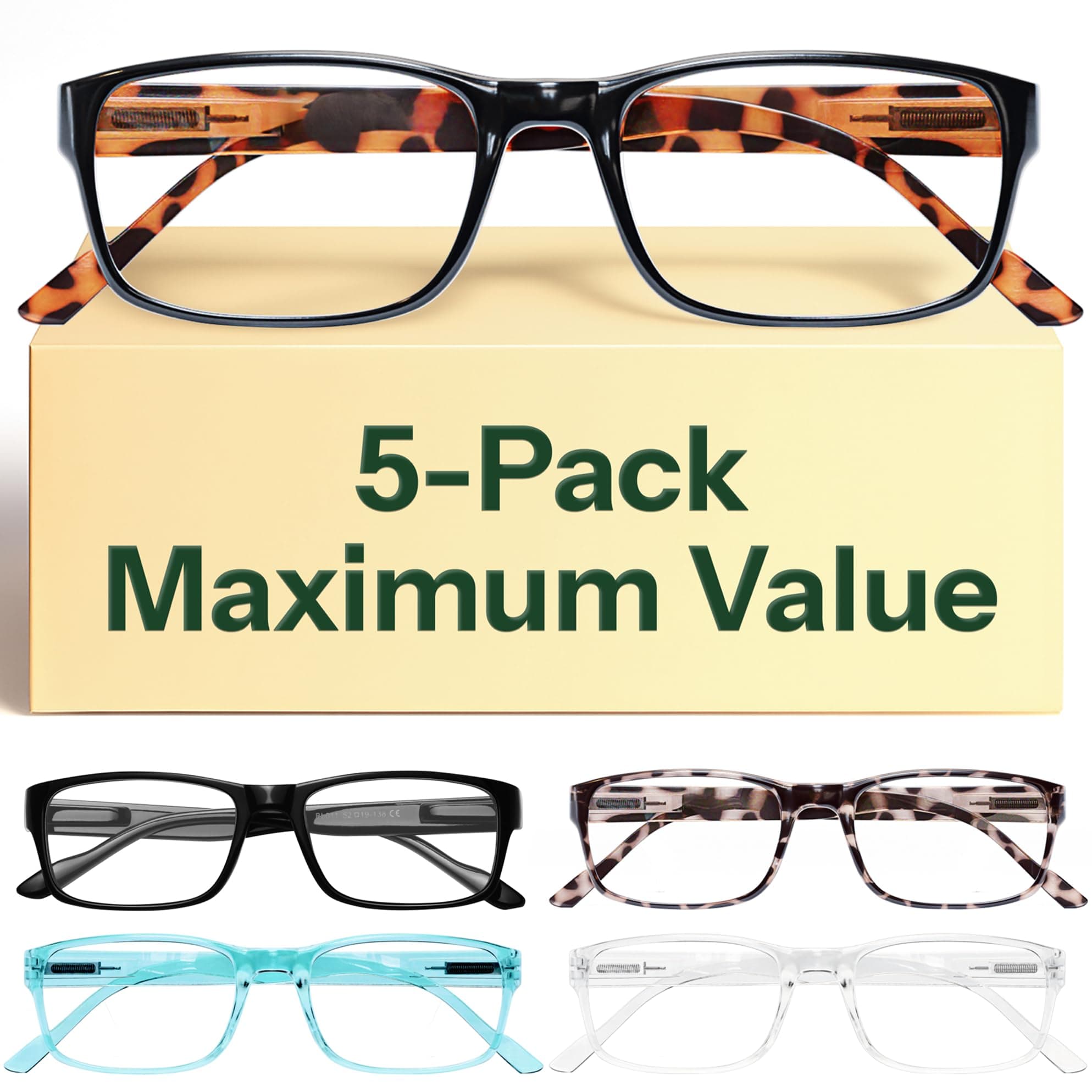 Gaoye 5 pack Reading Glasses Men/Women, Eyeglasses, Blue Light Readers for Men/Women, Computer Eye Glasses, Cheaters