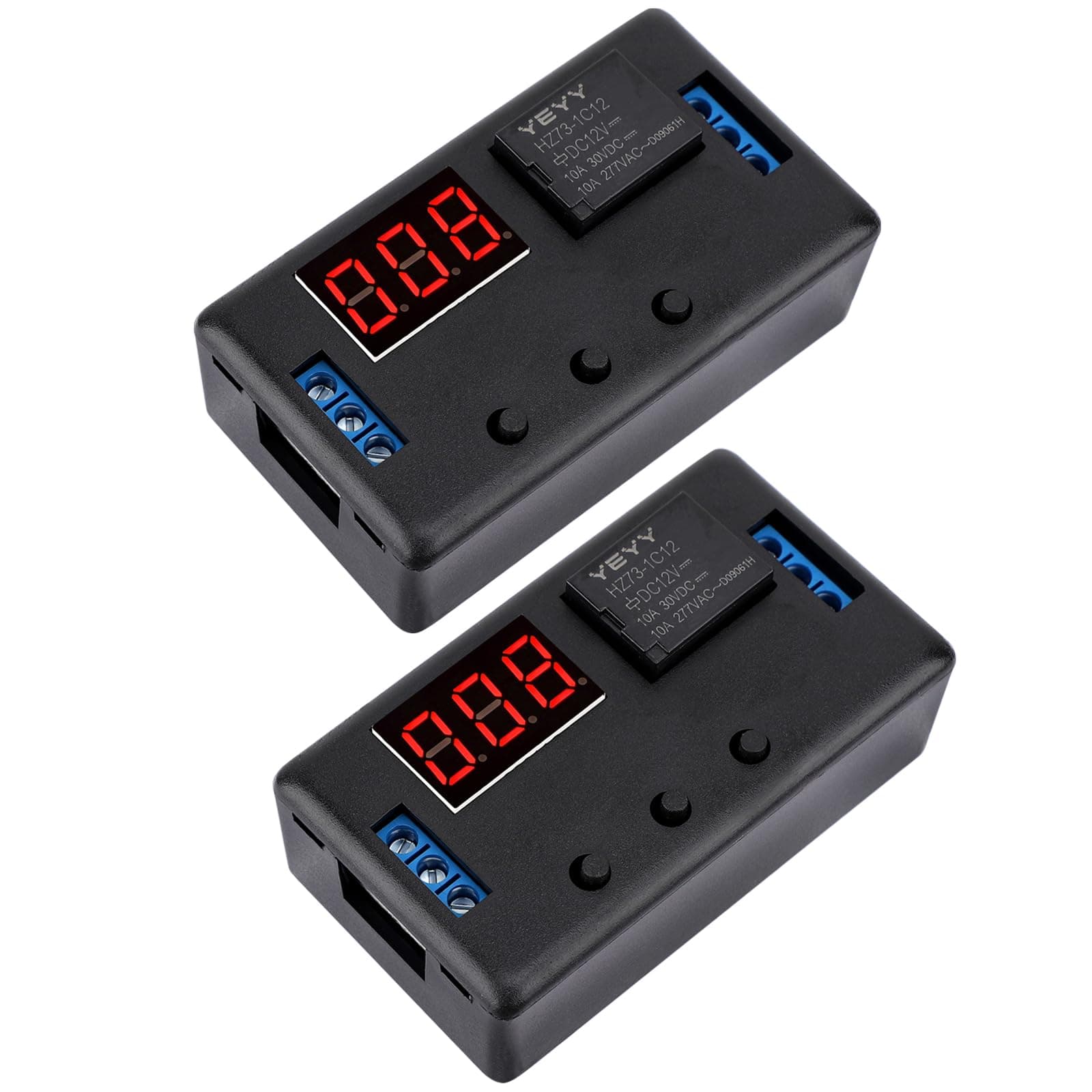 DROK 12V Timer Relay 2pcs, LED Display 4-Mode On-Off Automotive Time Delay Relay, Electric Delay Timer Switch 0.1s to 999min