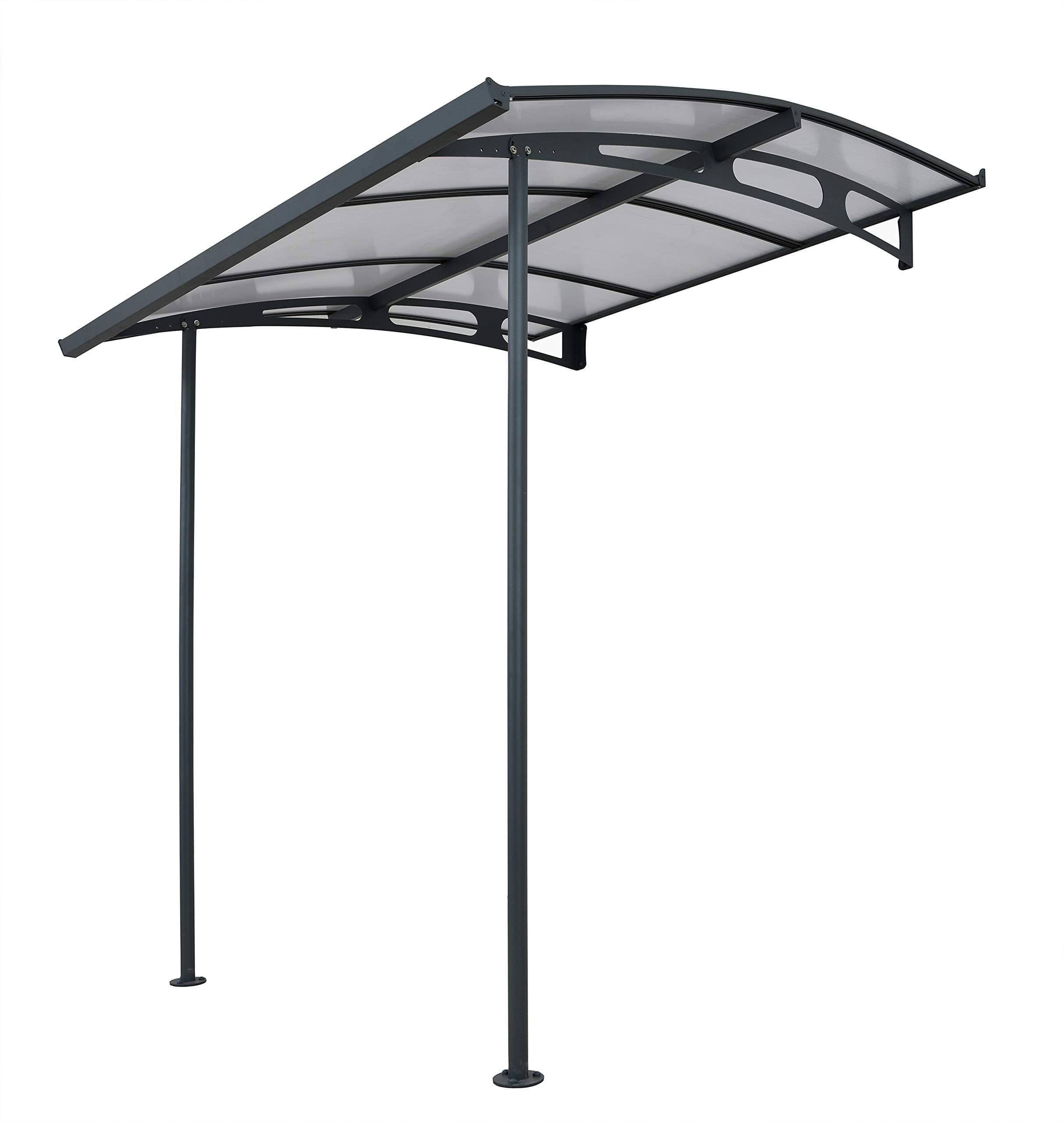 Canopia Vega 2000-7' x 7' Window & Door Awning for Door Entrance, High-End Polycarbonate Patio Canopy with Clear Panels, UV Protection, Modern Gray Metal Frame, Weather Resistant Overhang