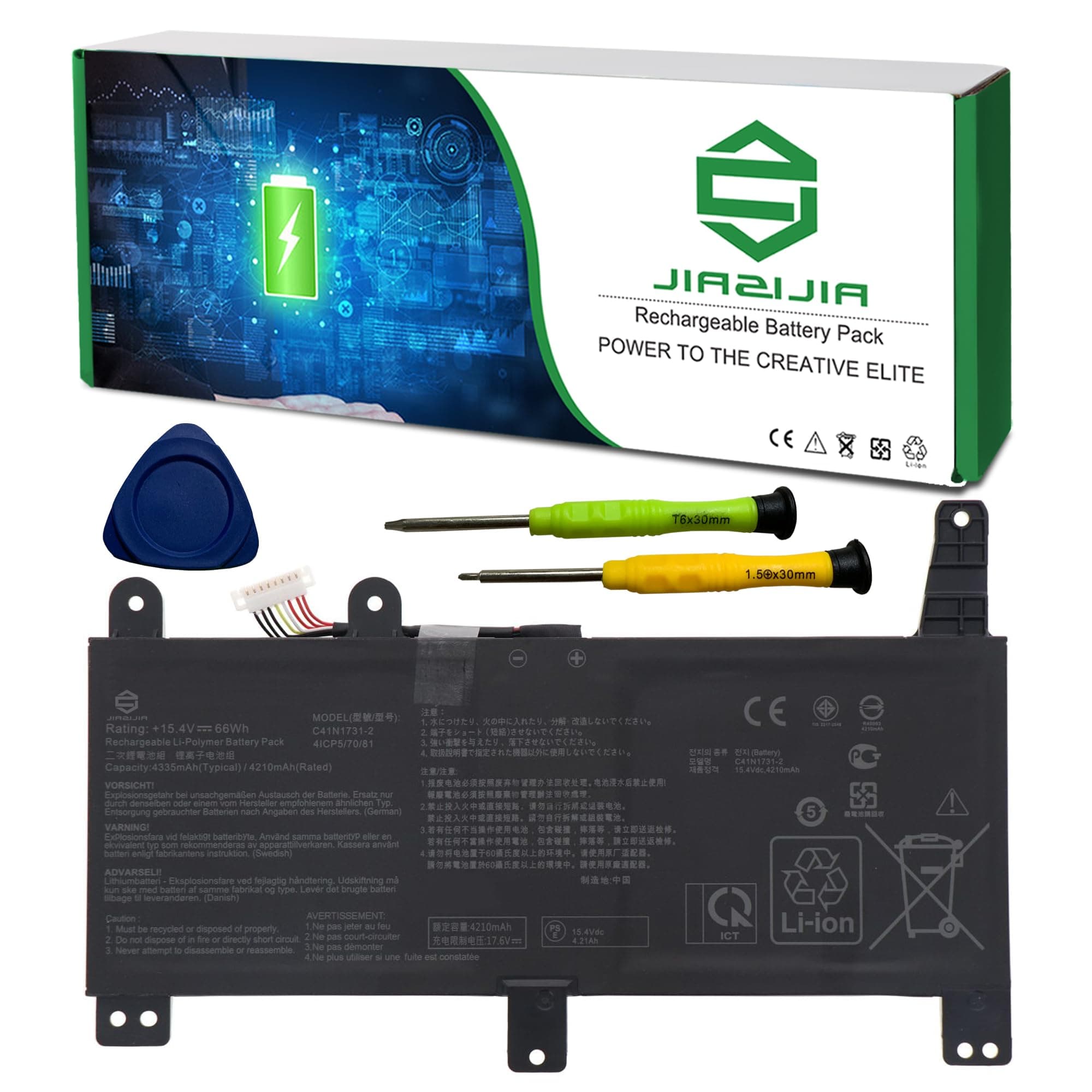 C41N1731-2 Laptop Battery Replacement for Asus Rog Strix G512 G531 G532 G712 G731 G732 GL531 GL731 PX712 PX731 Series Notebook 15.4V 66Wh 4335mAh