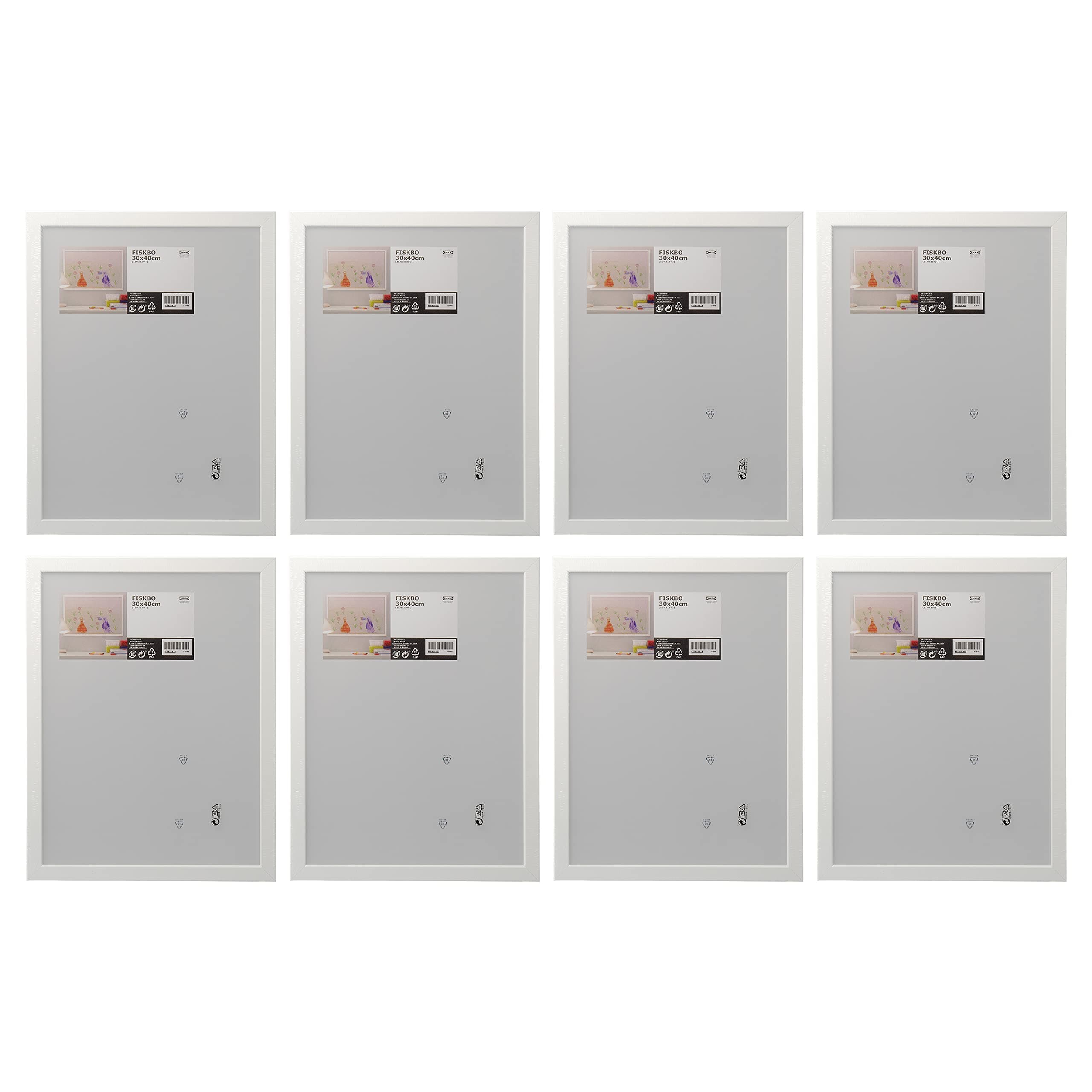 Ikea FISKBO Large Photo Poster Frames, White, 30x40 Centimetres, 103.003.95 - Set of 8