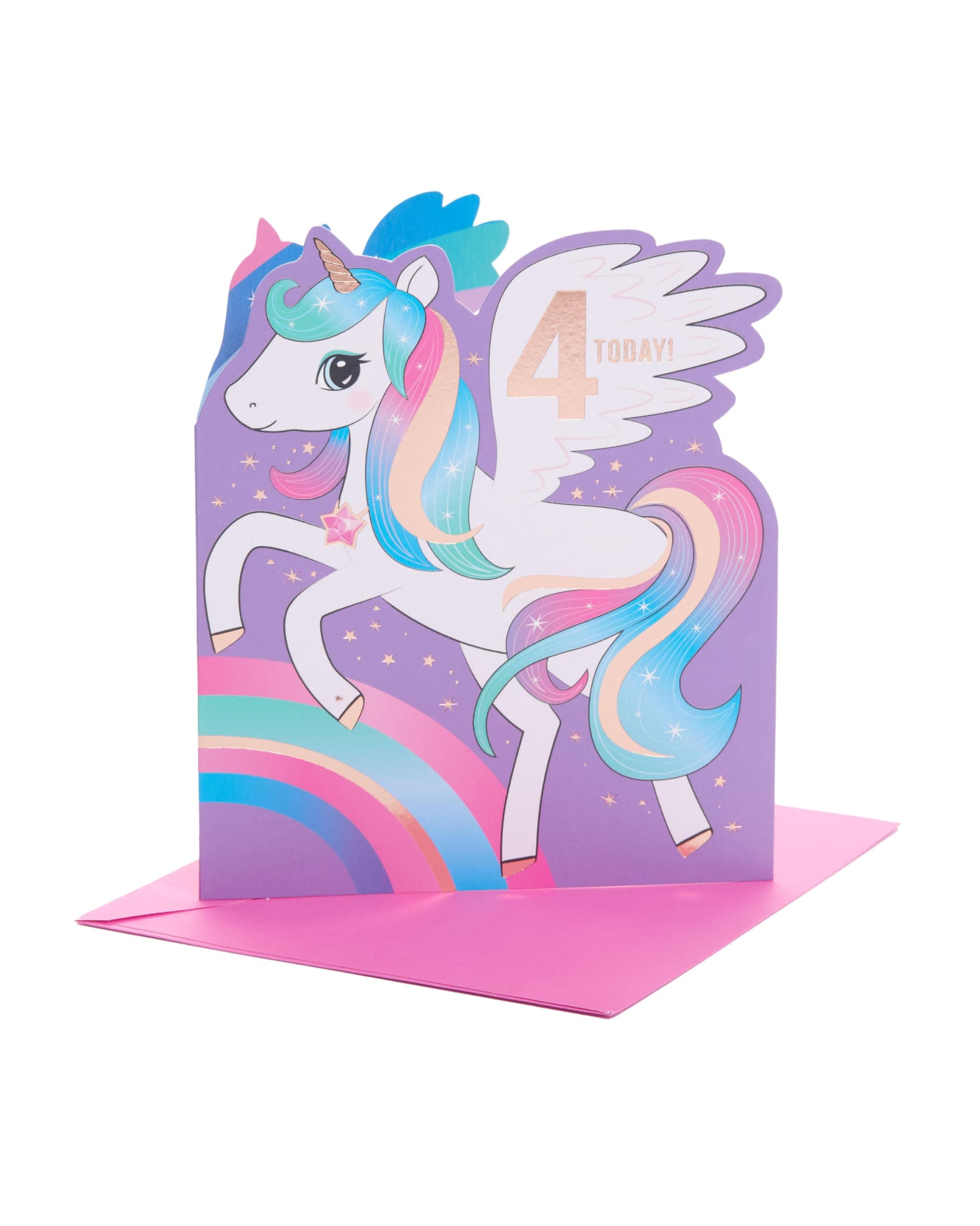 UK Greetings 4th Birthday Card - 4th Birthday Card for Girls - Girls 4th Birthday Card - 4 Year Old Girl Birthday Card - Unicorn Birthday Card