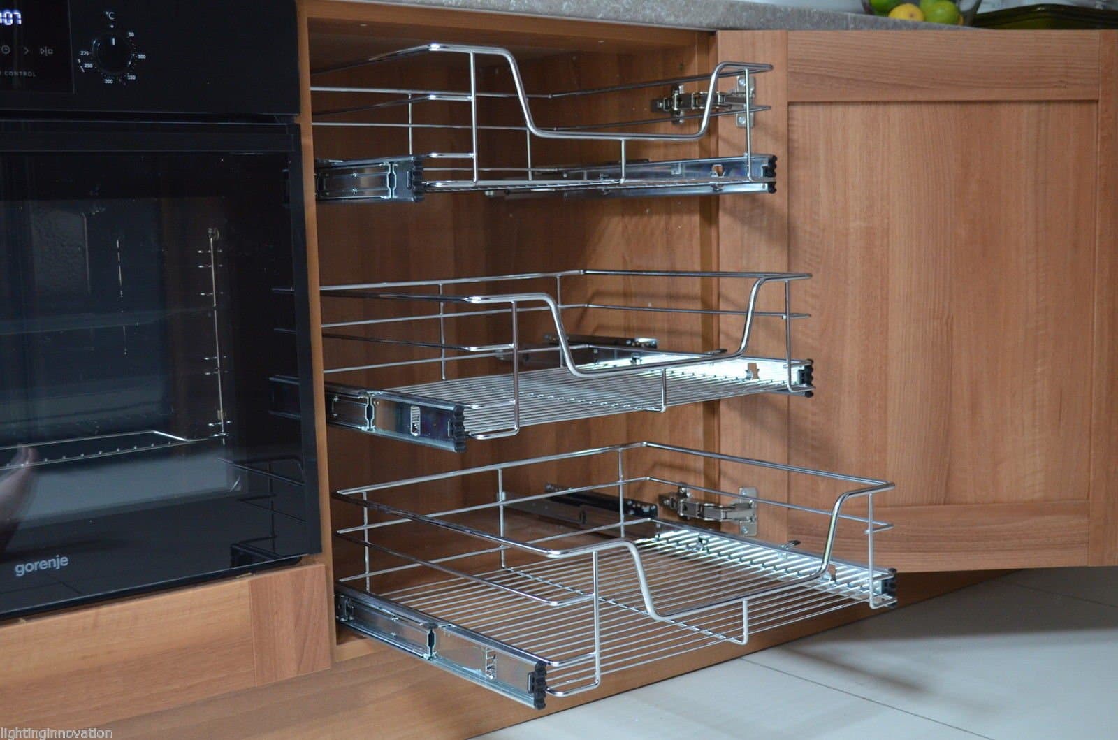 1 X 600MM PULL OUT WIRE BASKET KITCHEN LARDER BASE UNIT CUPBOARD SOFT CLOSE