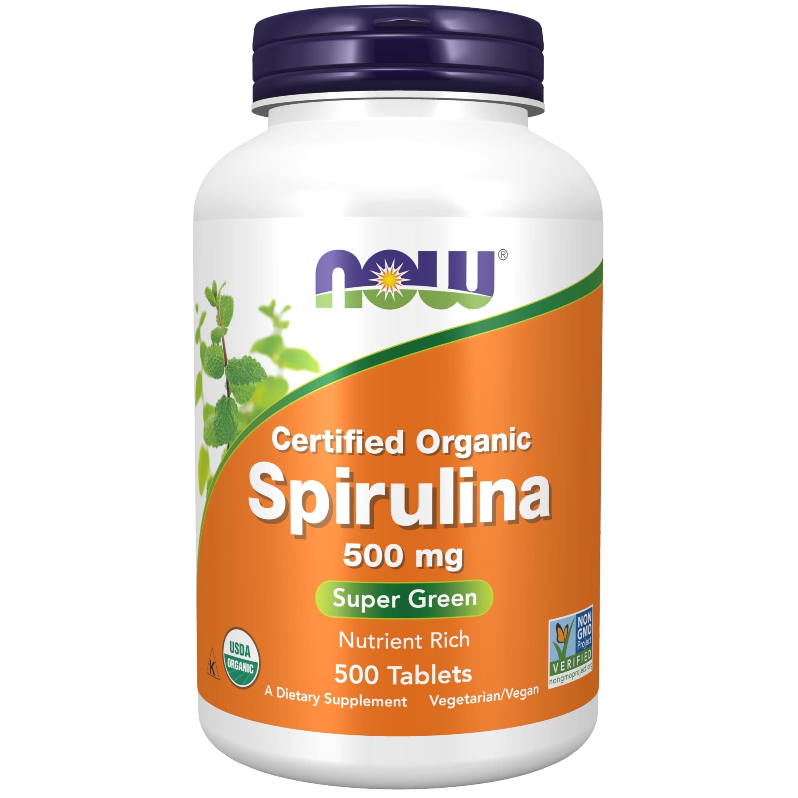 Now Foods Organic Spirulina 500mg 500 Tablets