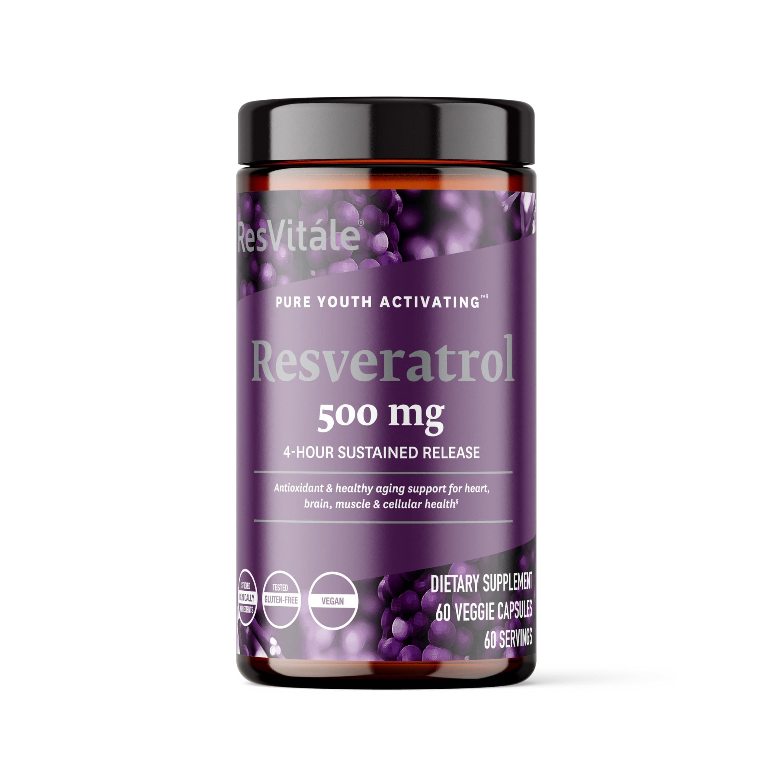 ResVitále Resveratrol 500 mg - Resveratrol Supplement for Men and Women - 60 Veggie Capsules
