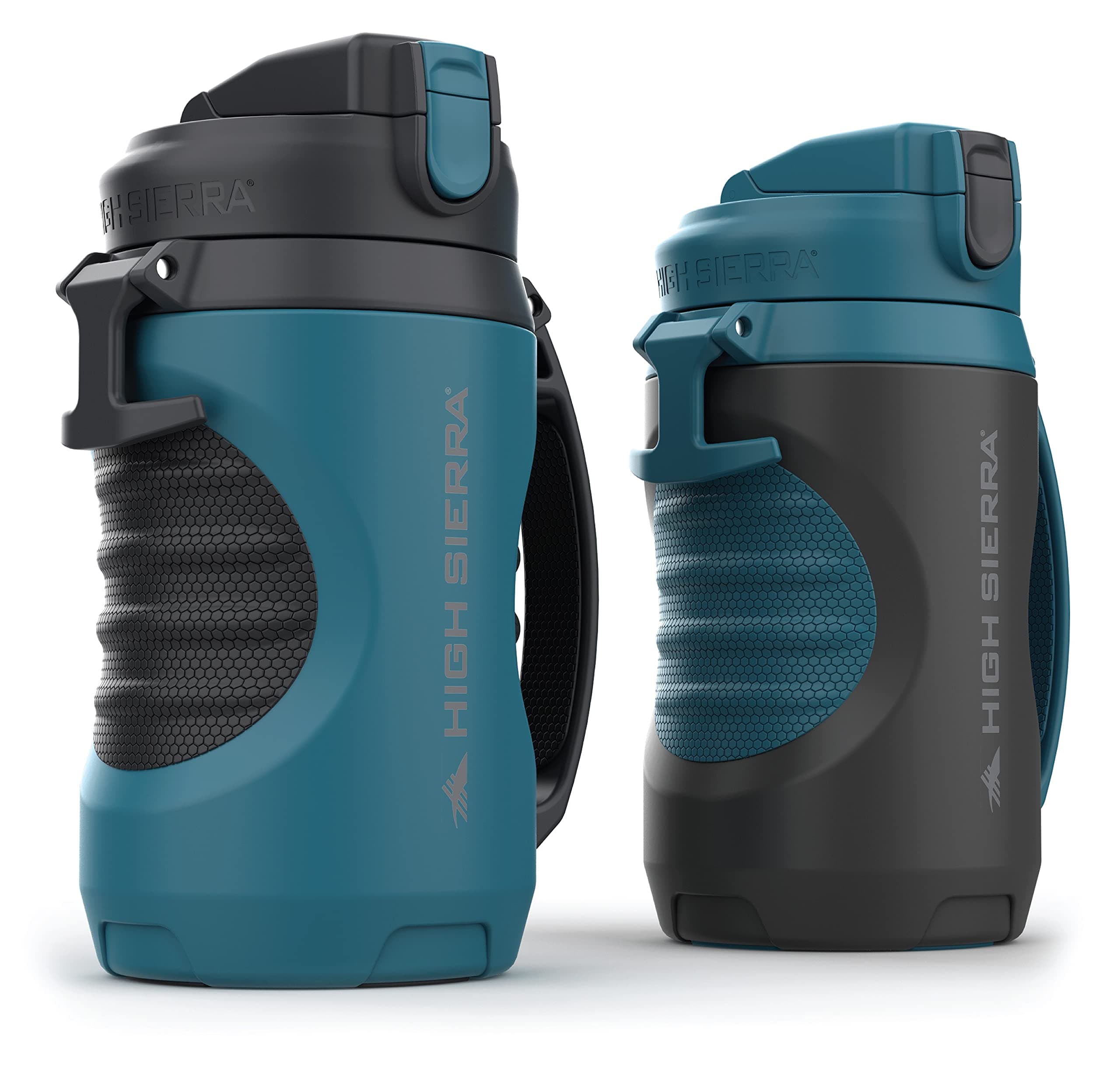 HIGH SIERRA, [2 PACK] BPA FREE, 64 OZ Insulated Water Jug, [Silicone Spout – NO MORE TEETH BUMPS] Built-in Fence Anchor, Keeps Iced Water Cold for Hours, EXTRA LARGE Sports Bottle with 1.89L Capacity