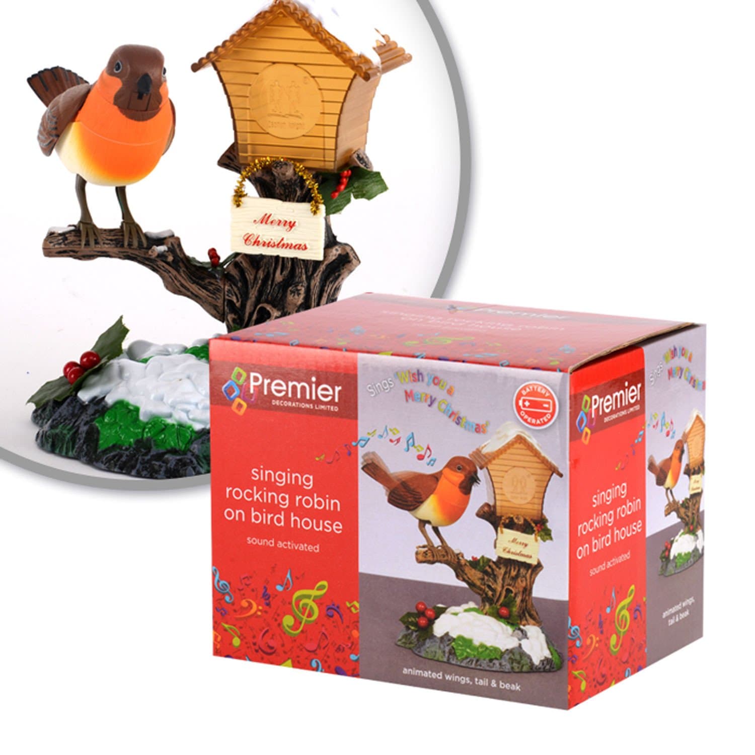 *SALE* FANTASTIC ROCKING ROBIN DECORATION - SINGS & MOVES - CHRISTMAS DECORATION