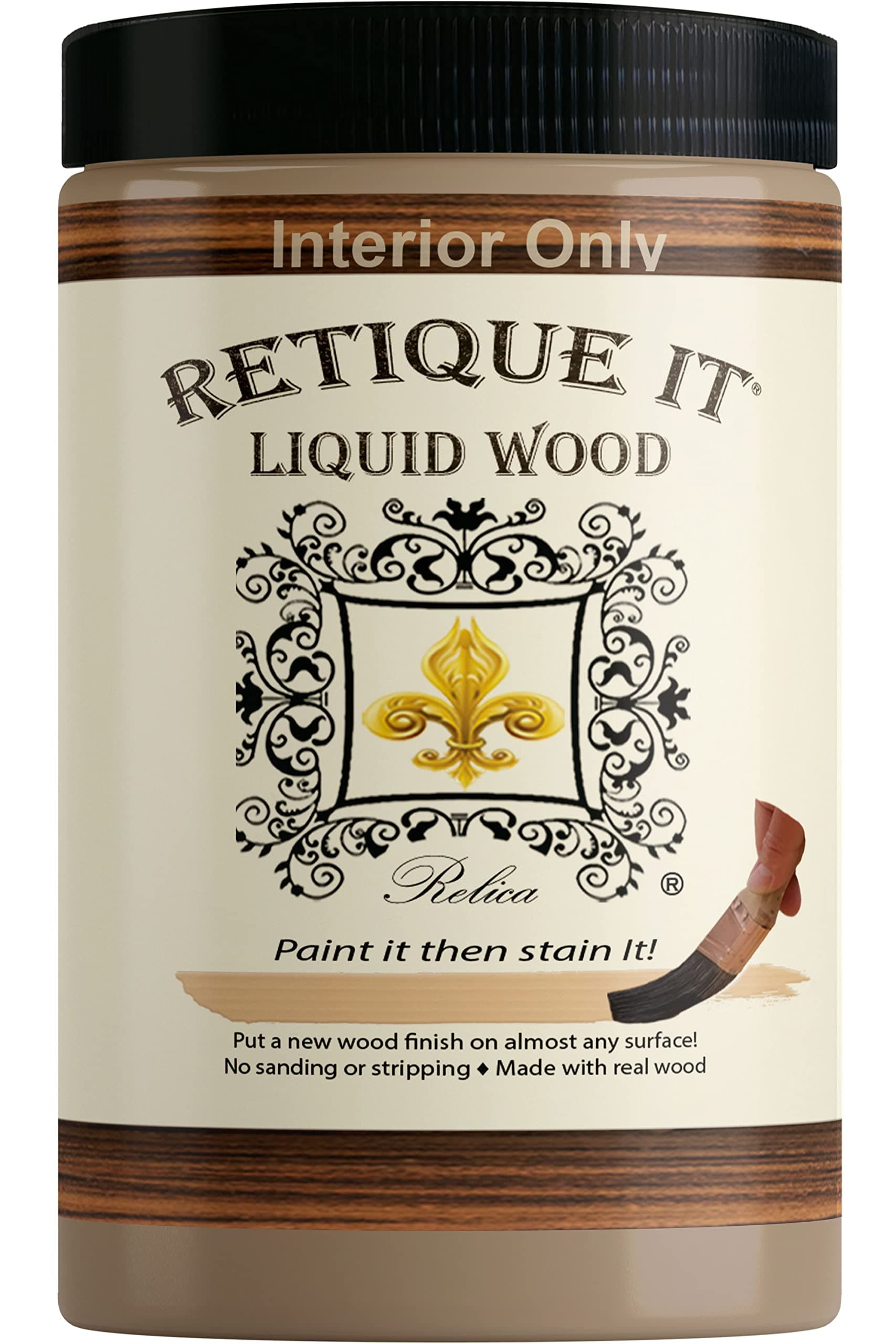 Liquid Wood Quart - Stainable Wood Fiber Paint Puts a Fresh Wood Coat (32oz Light)