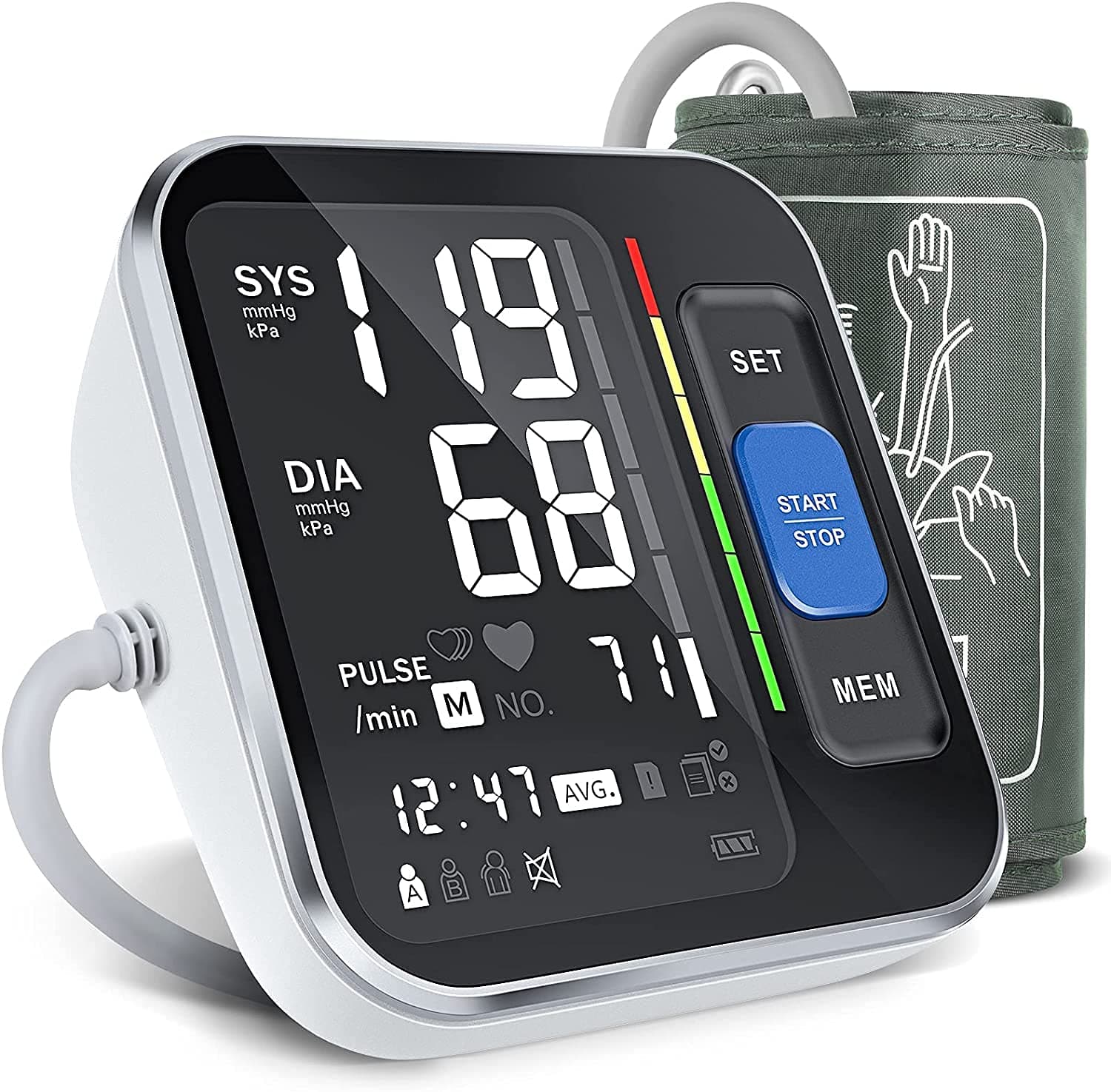Large Screen Blood Pressure Monitors for Home Use, Blood Pressure Machines for Upper Arm Blood Pressure Cuff 22-40cm, Backlight Display & HR Detection, with Carrying Case for Adult & Pregnancy