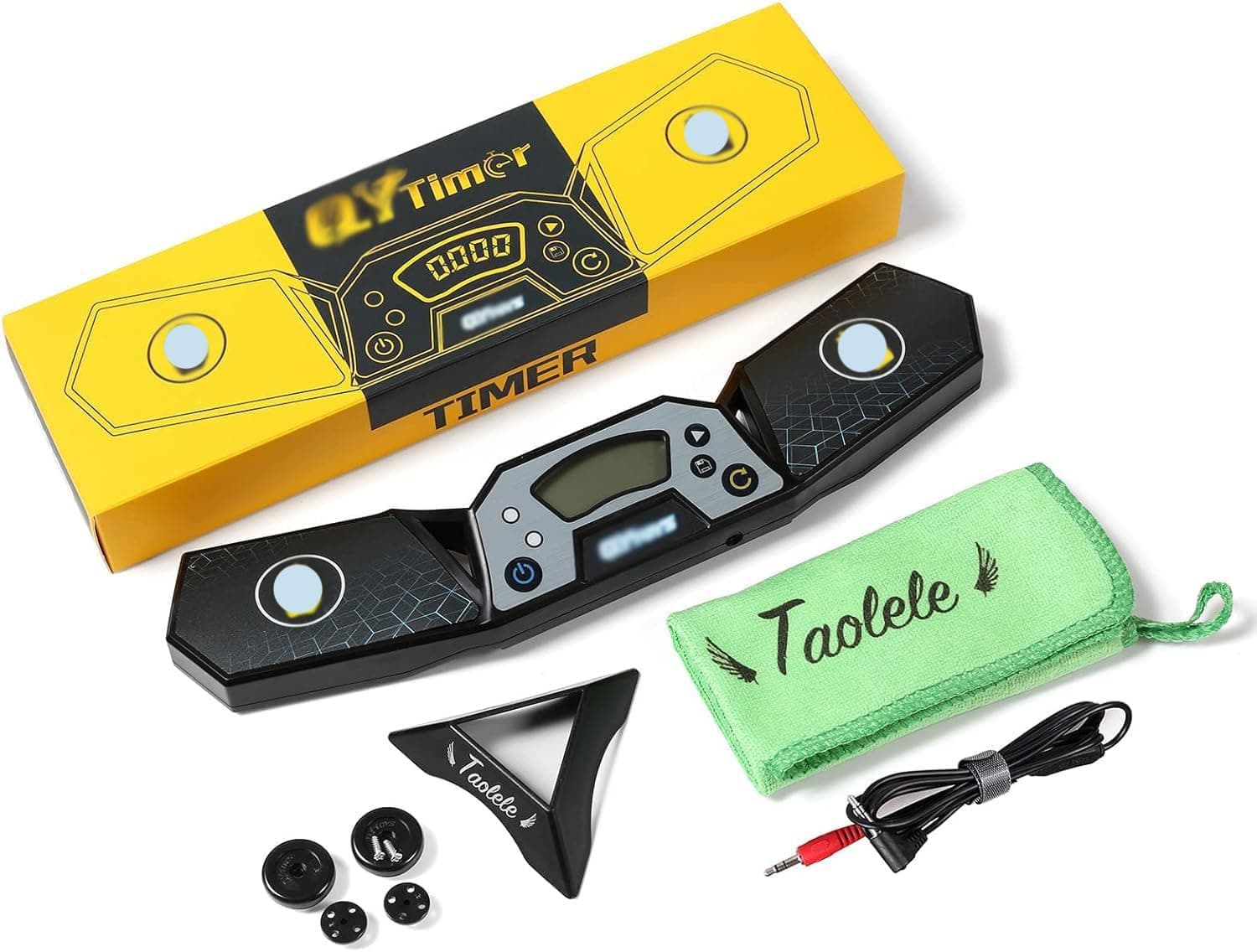 TaoLeLe Qiyi Speed Cube Timer with Highly Sensitive Sensor and Data Cable Connector for Various Displays, Professional Athletics Touch Control Timer for Speed Cup Cube Race Stack Competition
