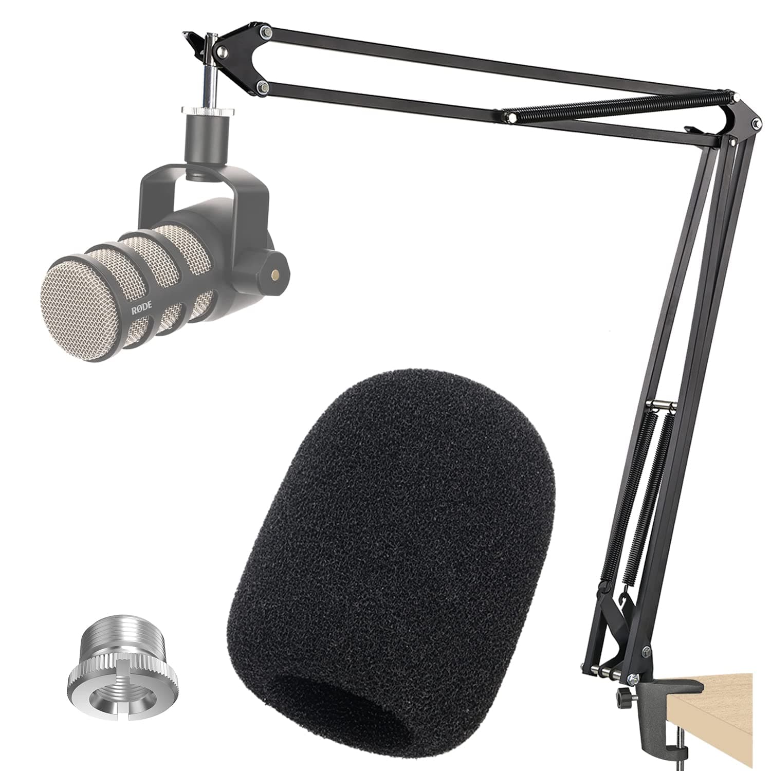 YOUSHARES Rode Podmic Stand with Pop Filter, Professional Boom Arm and Windscreen for Rode Podmic