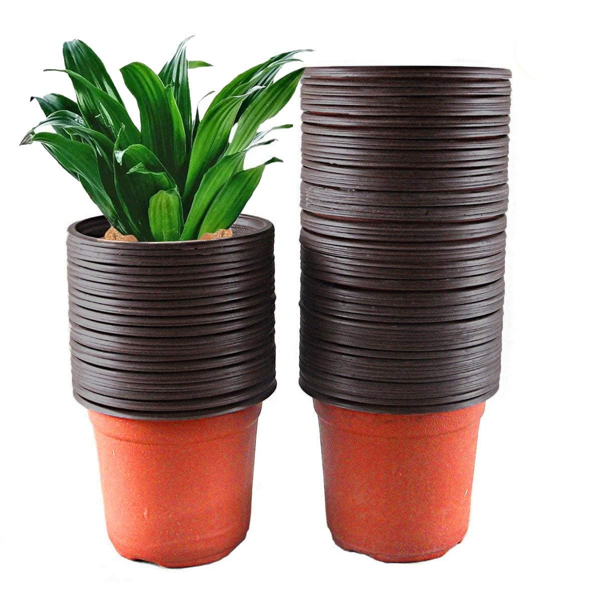 Amenvtool 100 Pcs 4.4" Plastic Plants Nursery Pot,Flower Plant Pot,Seed Starting Pots