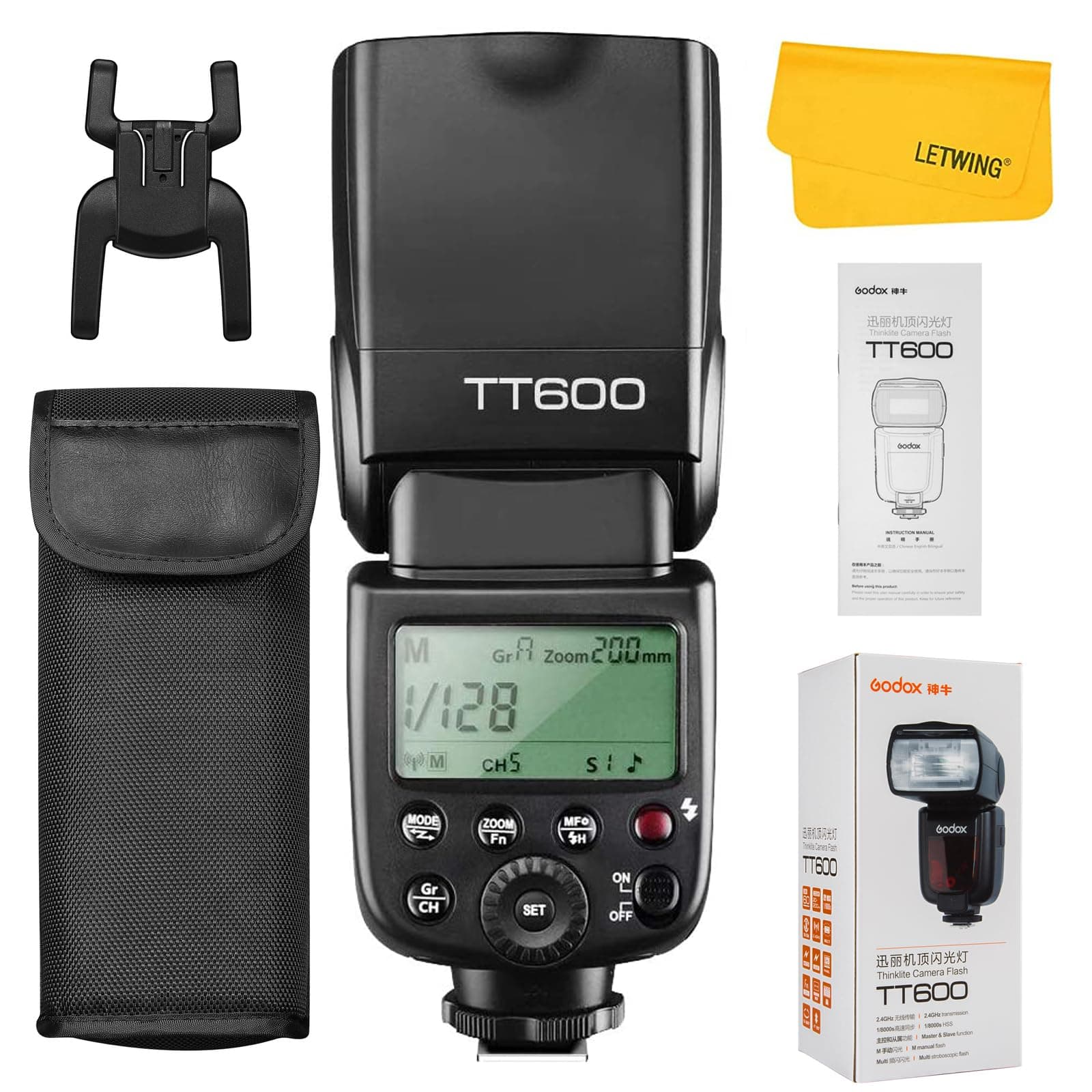TT600 2.4G Wireless Flash Speedlite Master/Slave Flash with Built-in Trigger System Compatible for Canon Nikon Pentax Olympus Fujifilm Panasonic (TT600)
