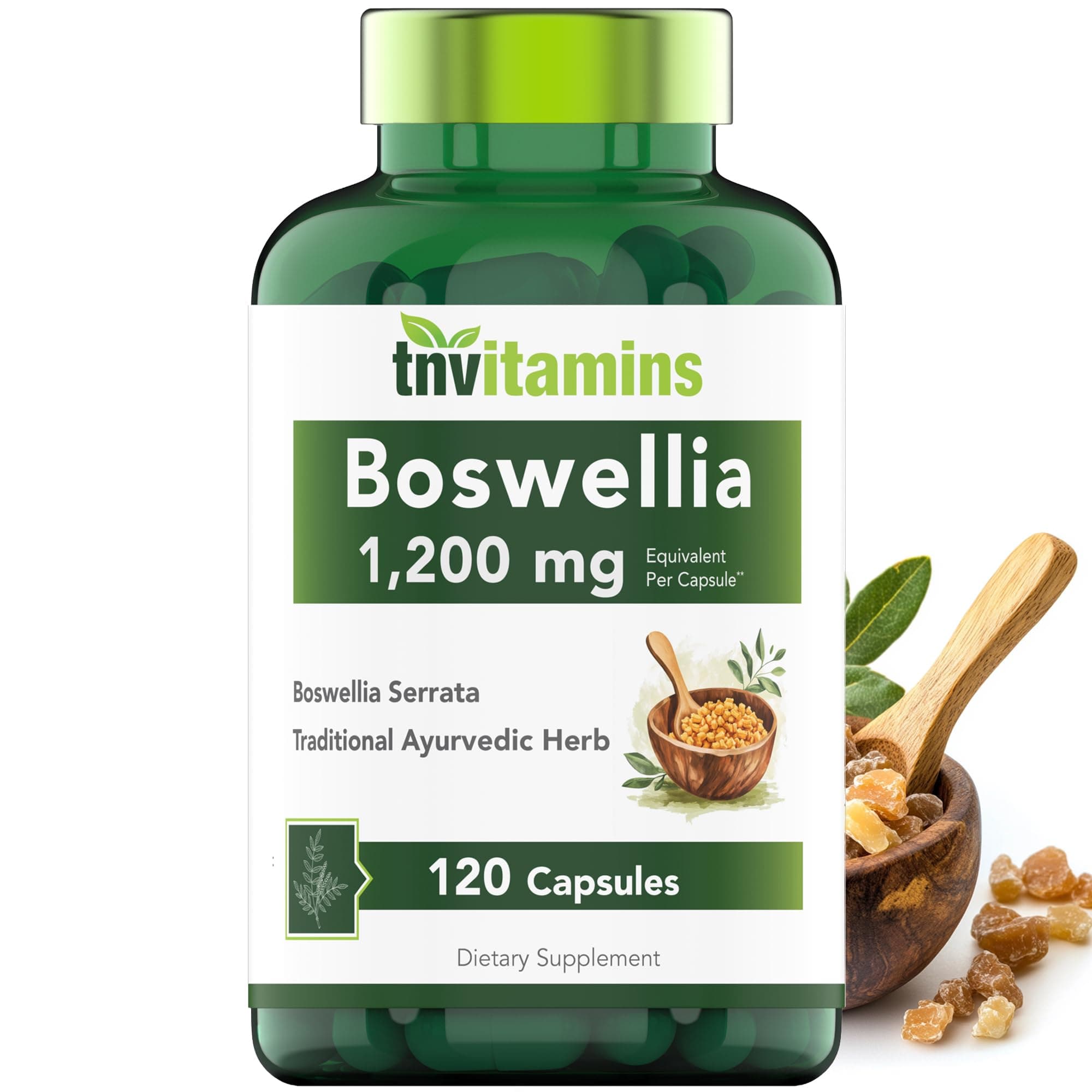 tnvitamins Boswellia Serrata Herbal Extract Capsules | 1200 MG/Capsule (120 Capsules) | Joint Support Supplement* | Ayurvedic Herb: Indian Olibanum/Frankincense