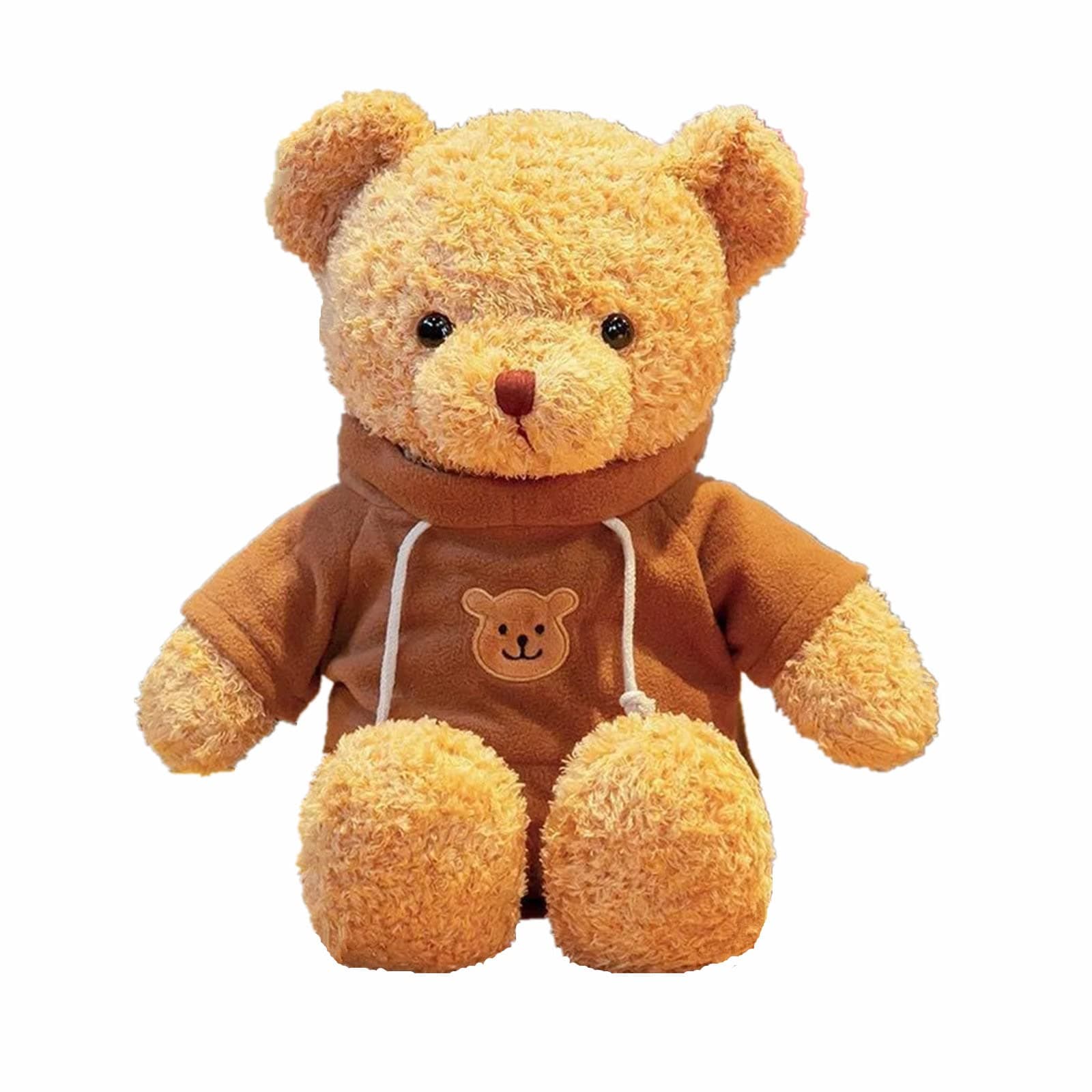 30 cm Teddy Bear Stuffed Toys Soft Plush Cute Teddy Bear with Hoodie Doll for Boys Girls (Brown)