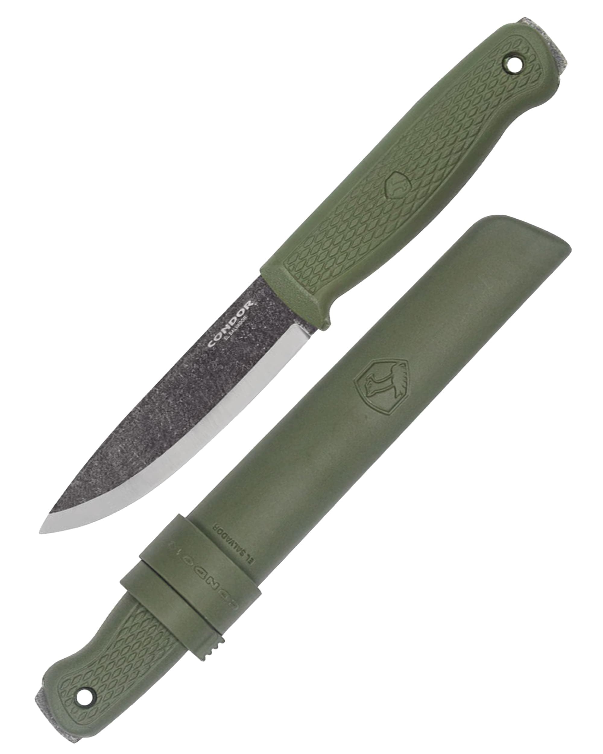 Tool & Knife Terrasaur Bushcraft Knife - 1095 High Carbon Steel - Fixed Blade Knives with Scandi Edge - High Impact Polypropylene Sheath - 3mmThick - 4.2in Blade - 7.1oz