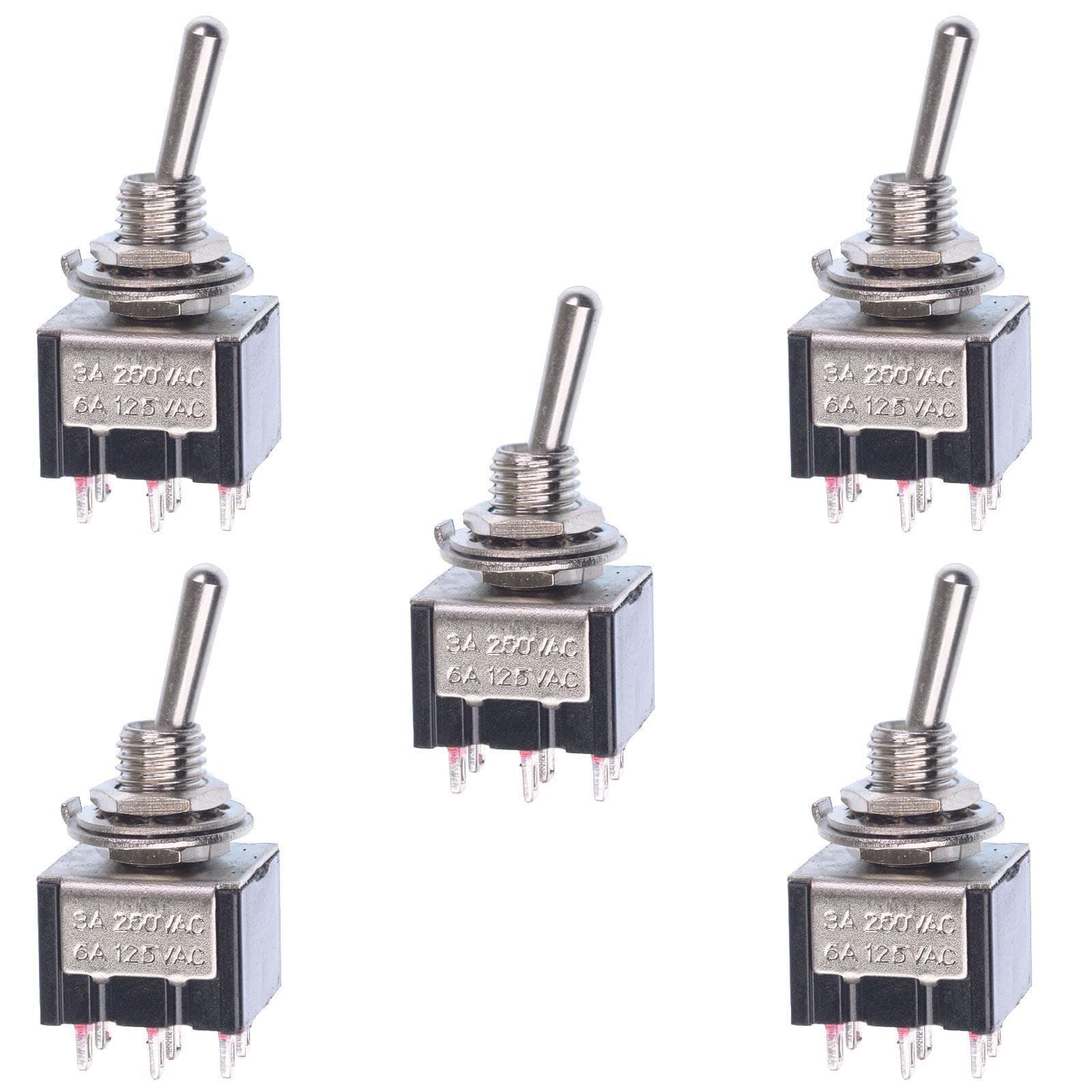 5 x On/On Mini Toggle Switch DPDT