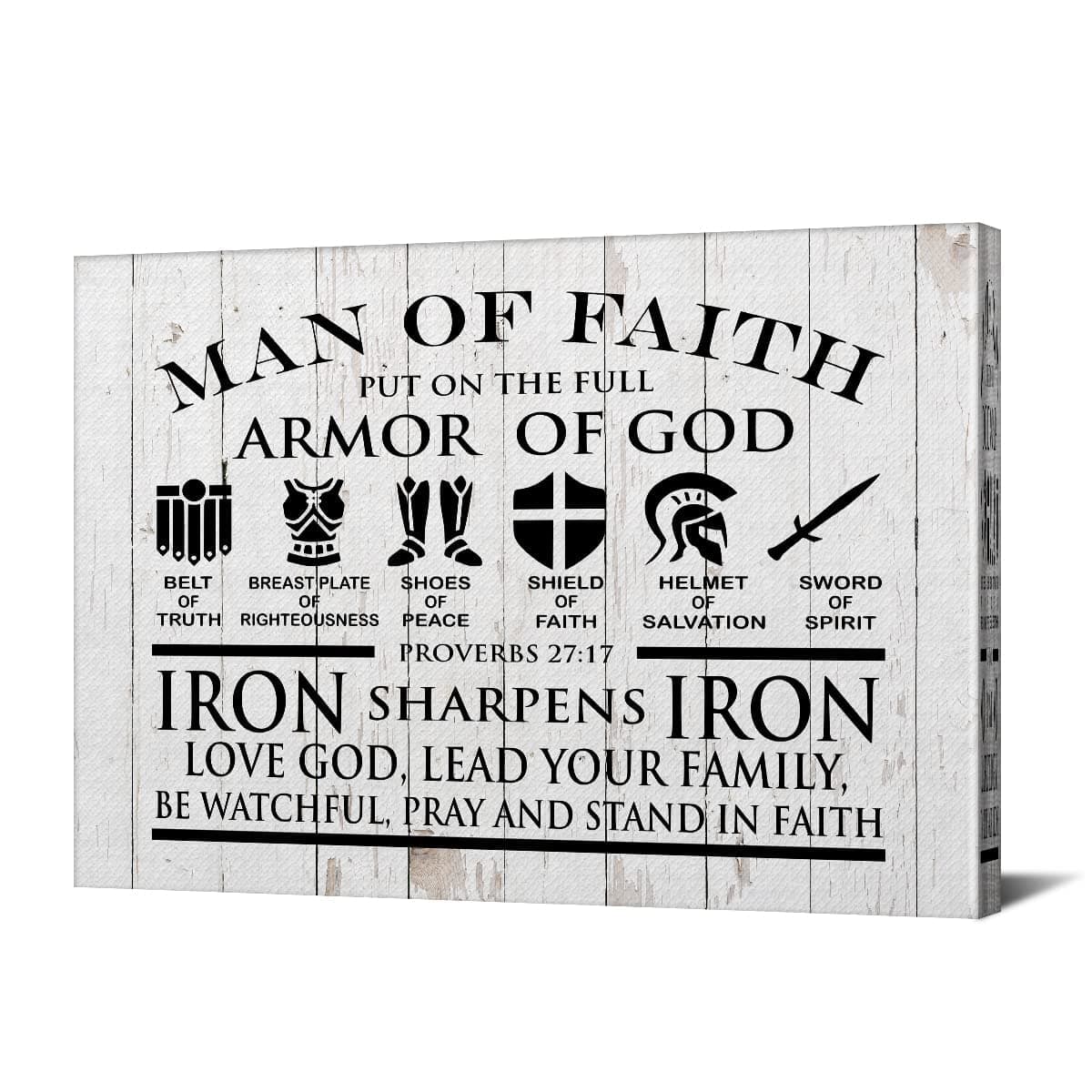 BEASTZHENG Christian Canvas Wall Art Framed Man of Faith Quotes Proverbs 27：17 Bible Poster Print Canvas Painting Picture Sign Home Decoration 12x15…
