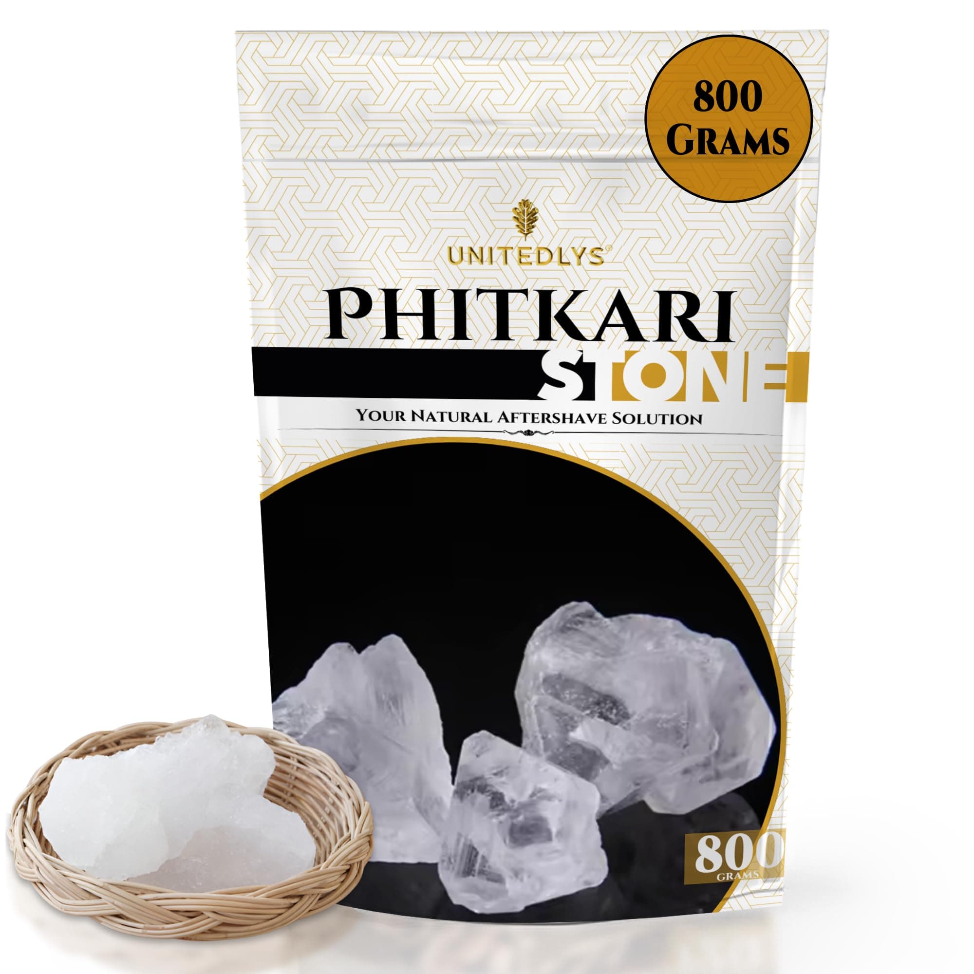 Organic Phitkari Alum Stone for Face 800G | Fitkari Stone for Skin Tightening, After Shave & Water Purification | Premium White Crystals Fitkiri Alum | Gentle & Effective