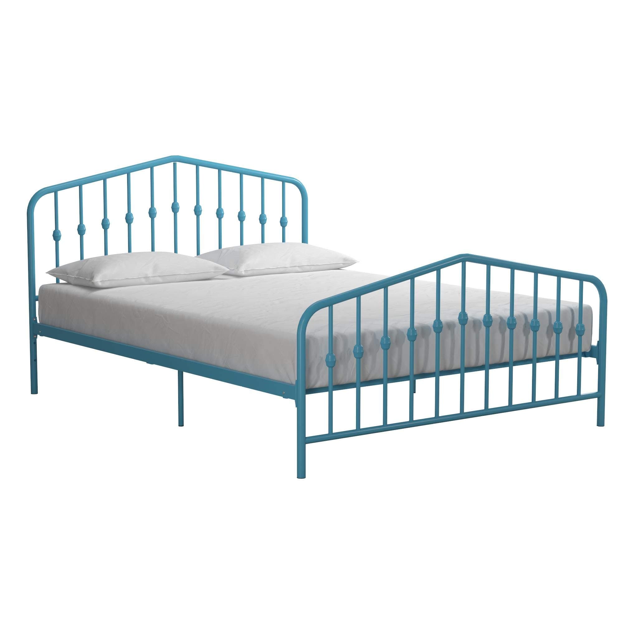 Novogratz Bushwick Metal Platform Bed Frame with Headboard, Queen, Sea Blue