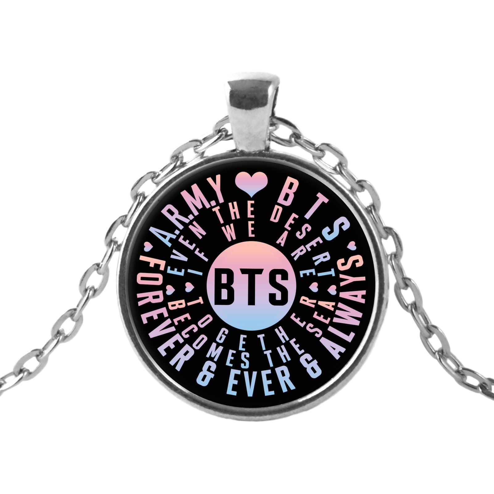 Ceqstar A.R.M.Y Love BTS Forever and Always (BTS) - 18” Adjustable Chain Necklace (Necklace - Nickel)