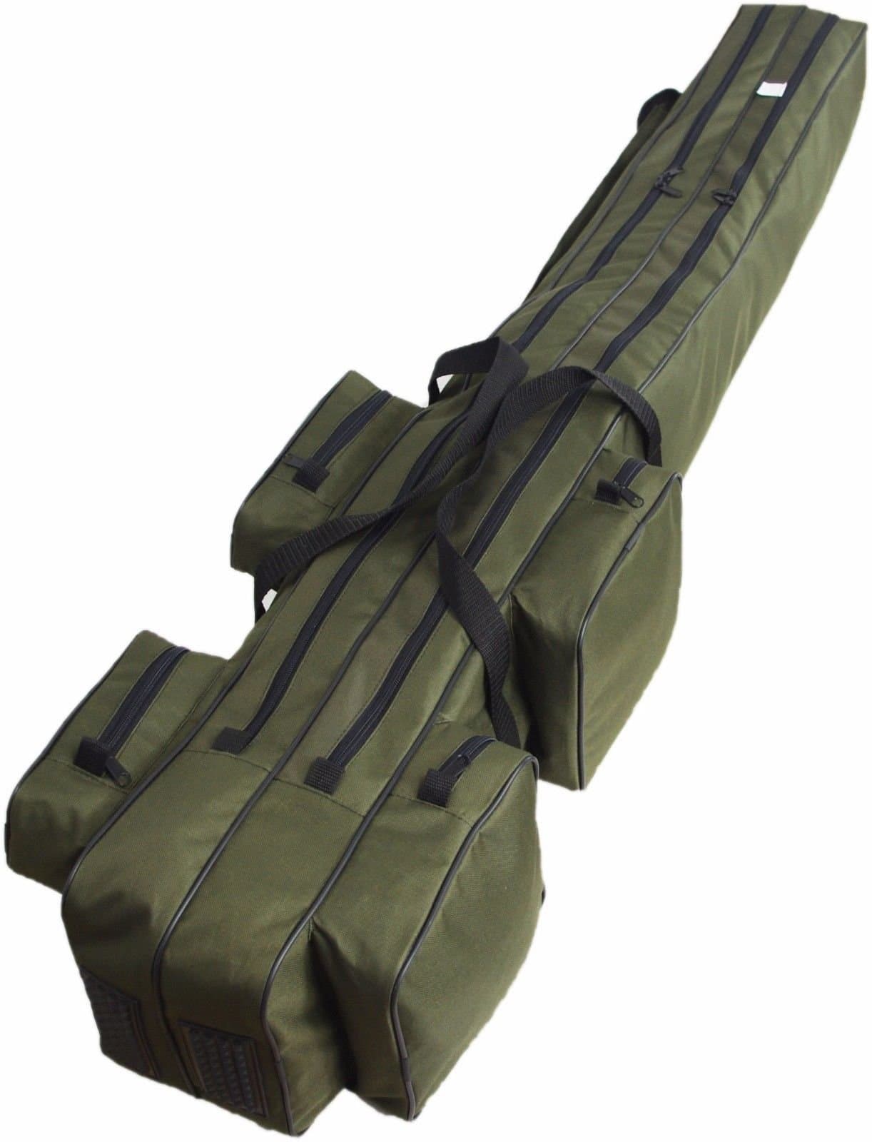 190cm double or triple compartment Fishing Rod Carrier Bag Folding Waterproof Fishing Pole Tools Storage with 5 Side Pockets Bag Case Large Capacity Travel Holder Fishing Gear Organizer