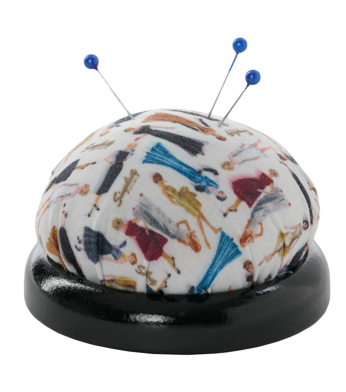Simplicity Vintage 5592025002 Pin Cushion with Wooden Base for Sewing Supplies, 3 Inch Diameter, 1 Count (Pack of 1)