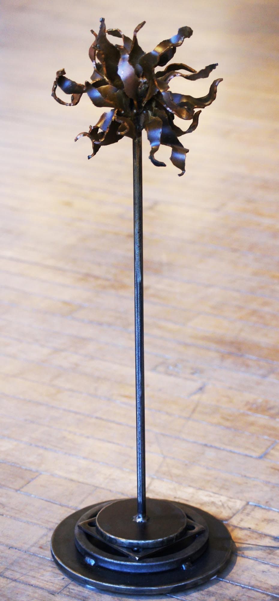 Sun - Original Metal Sculpture Abstract 3D Sculpture Expressionist Decor Dark Welded Steel by Renowned Artist Nate Brimhall