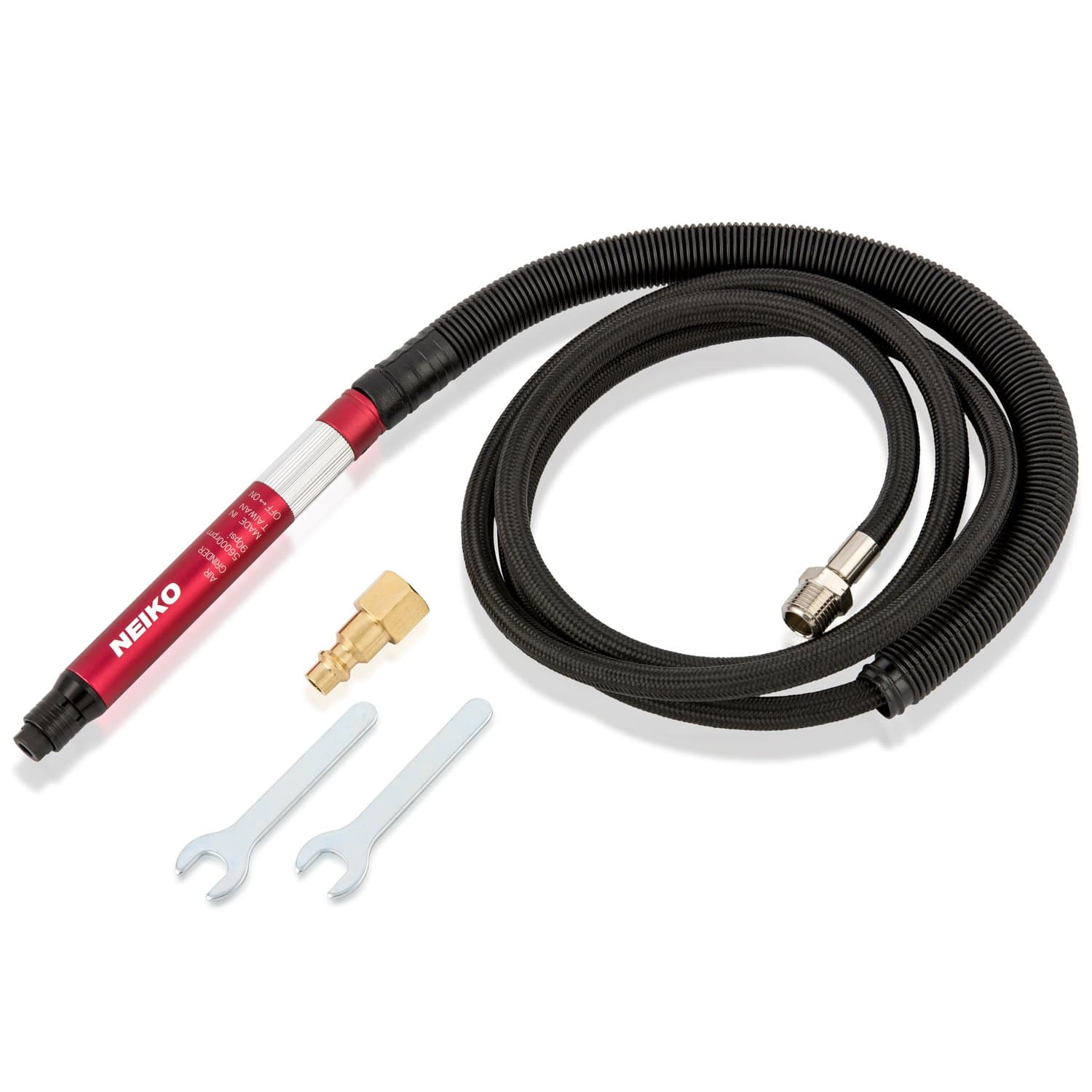 NEIKO Micro Air Die Grinder | Pencil Type | 54,000 RPM | For Cleaning Dies, Rotors, Backing Plates, Brake Pads, Mounts, Etc,Red,1/8"/3 mm/54000 RPM,10649A