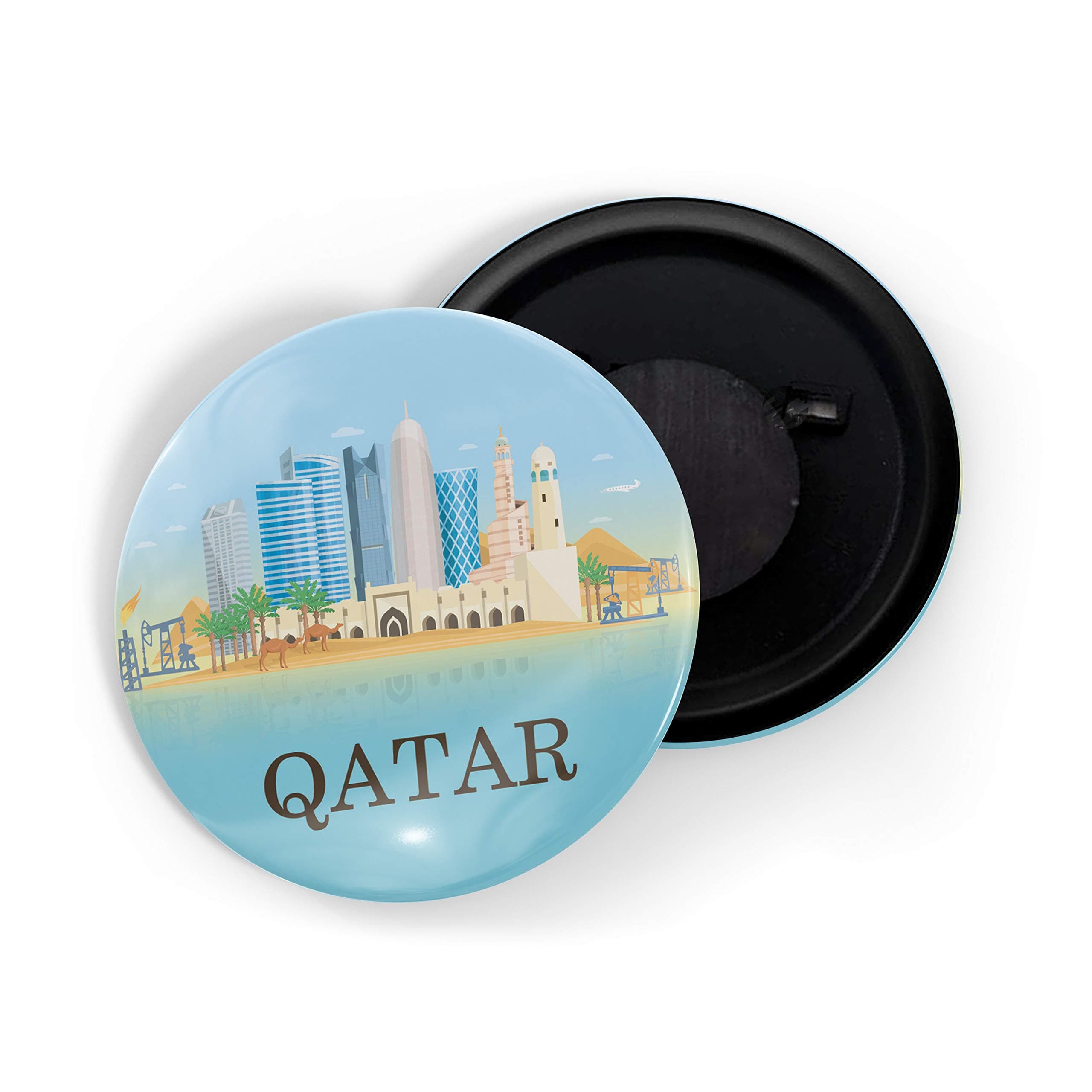 dhcrafts Fridge Magnet Blue Places Qatar Glossy Finish Design Pack of 1