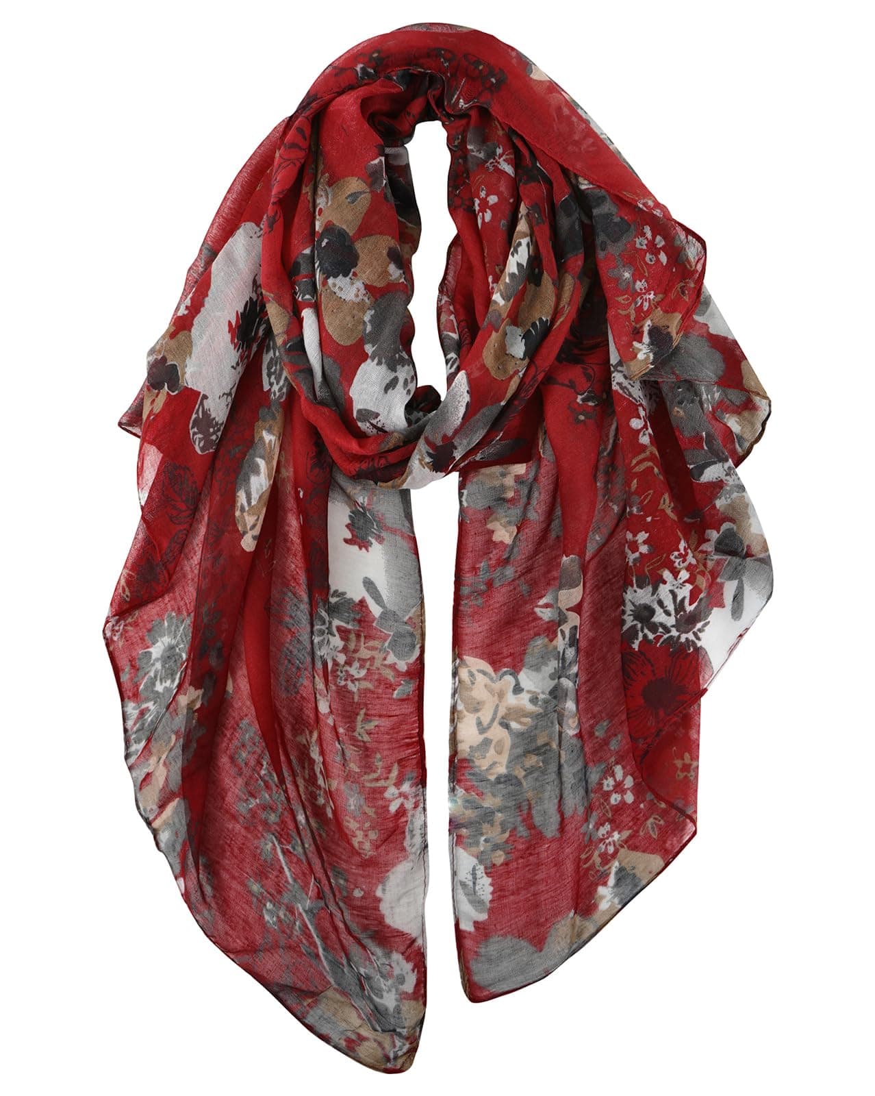 Lightweight Scarves Fashion Flowers Print Women Cotton Wrap Scarf Head Shawl Winter Gift
