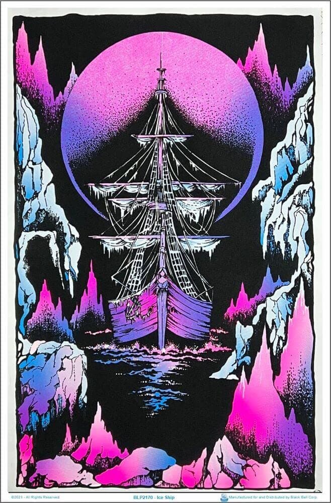 Scorpio Posters Ice Ship - Blacklight Poster - Flocked - 23" x 35"