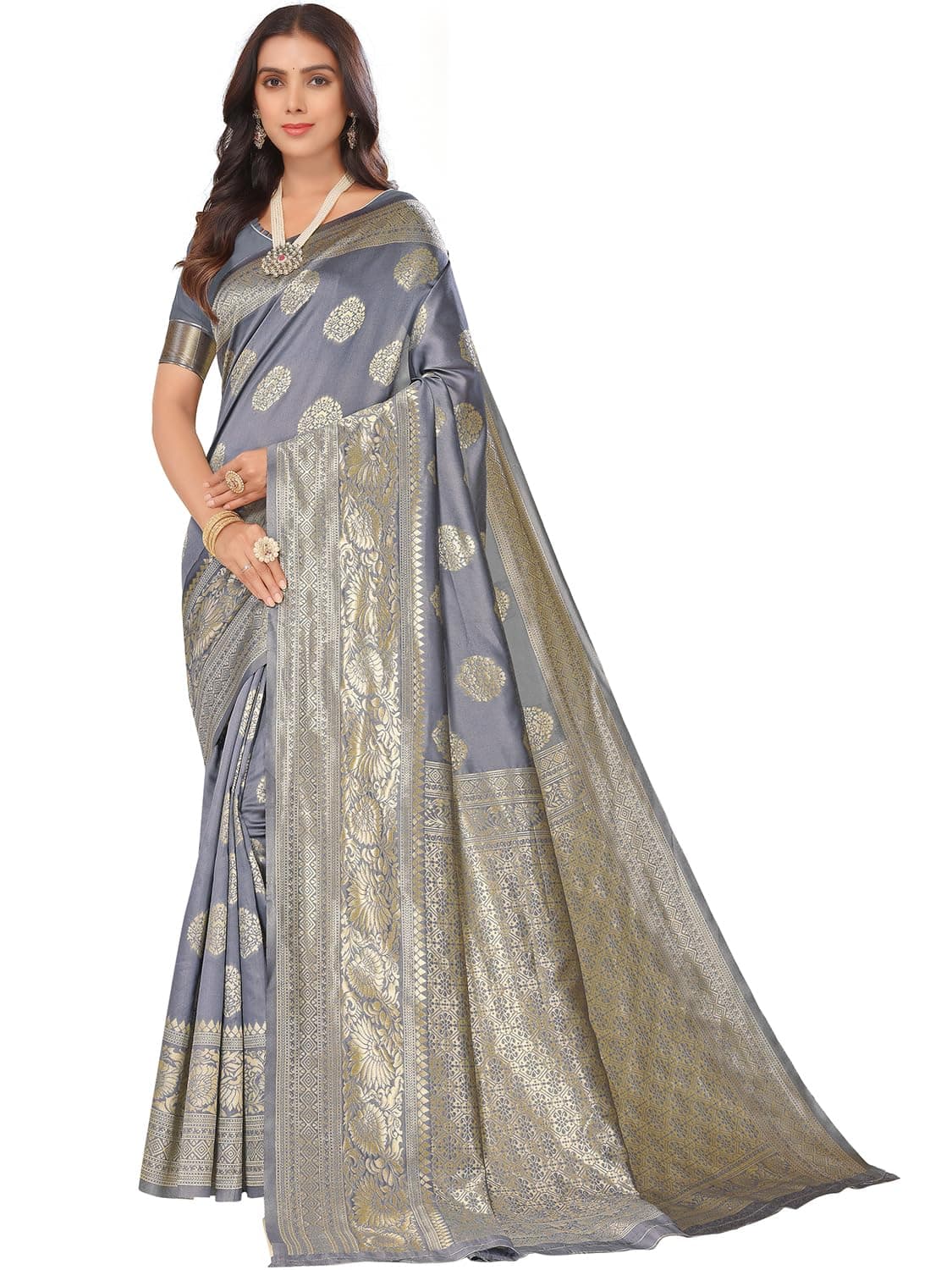 leeza storeWomen's Kanjivaram Soft Silk Banarasi Rich Pallu Sarees With Blouse Piece