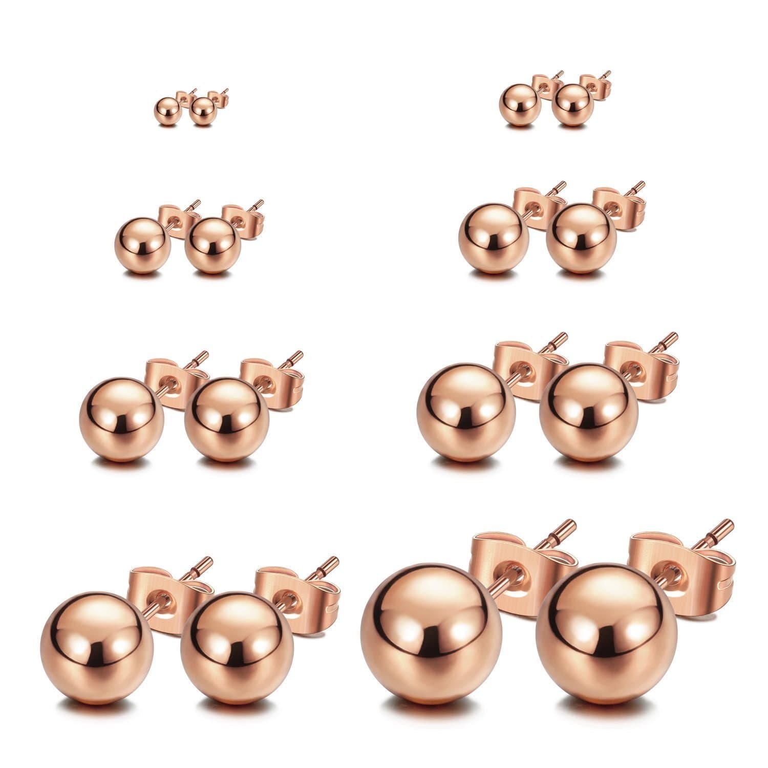 Ball Earrings 316L Surgical Steel Earrings Round Ball Stud Earrings Set for Women