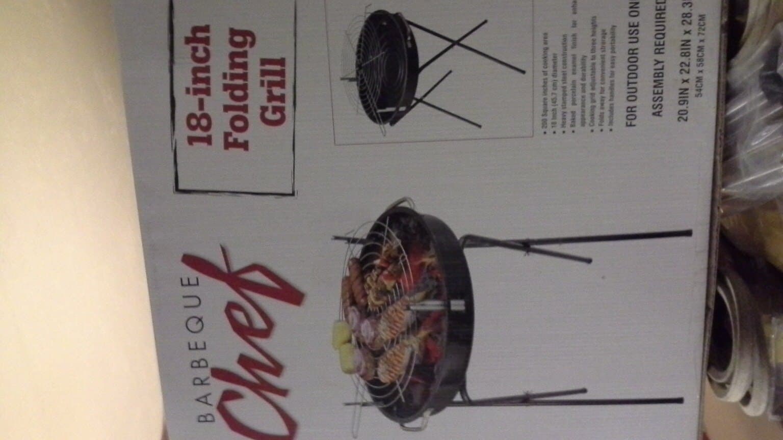 18-inch Folding Grill By Barbeque Chef - 200 Sq. In. Cooking Area Heavy Steel Construction