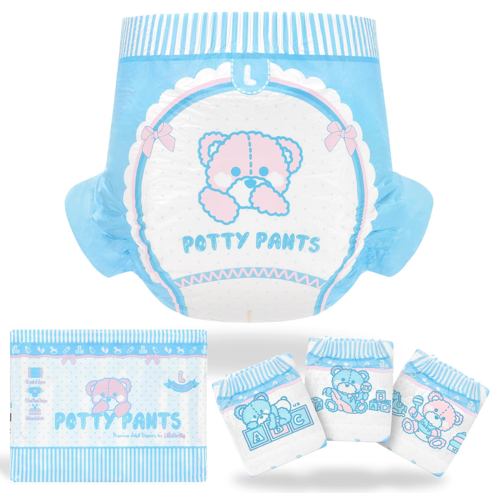 5500-5800 ml Adult Printed Diaper 10 Pieces - Potty Pants (L)