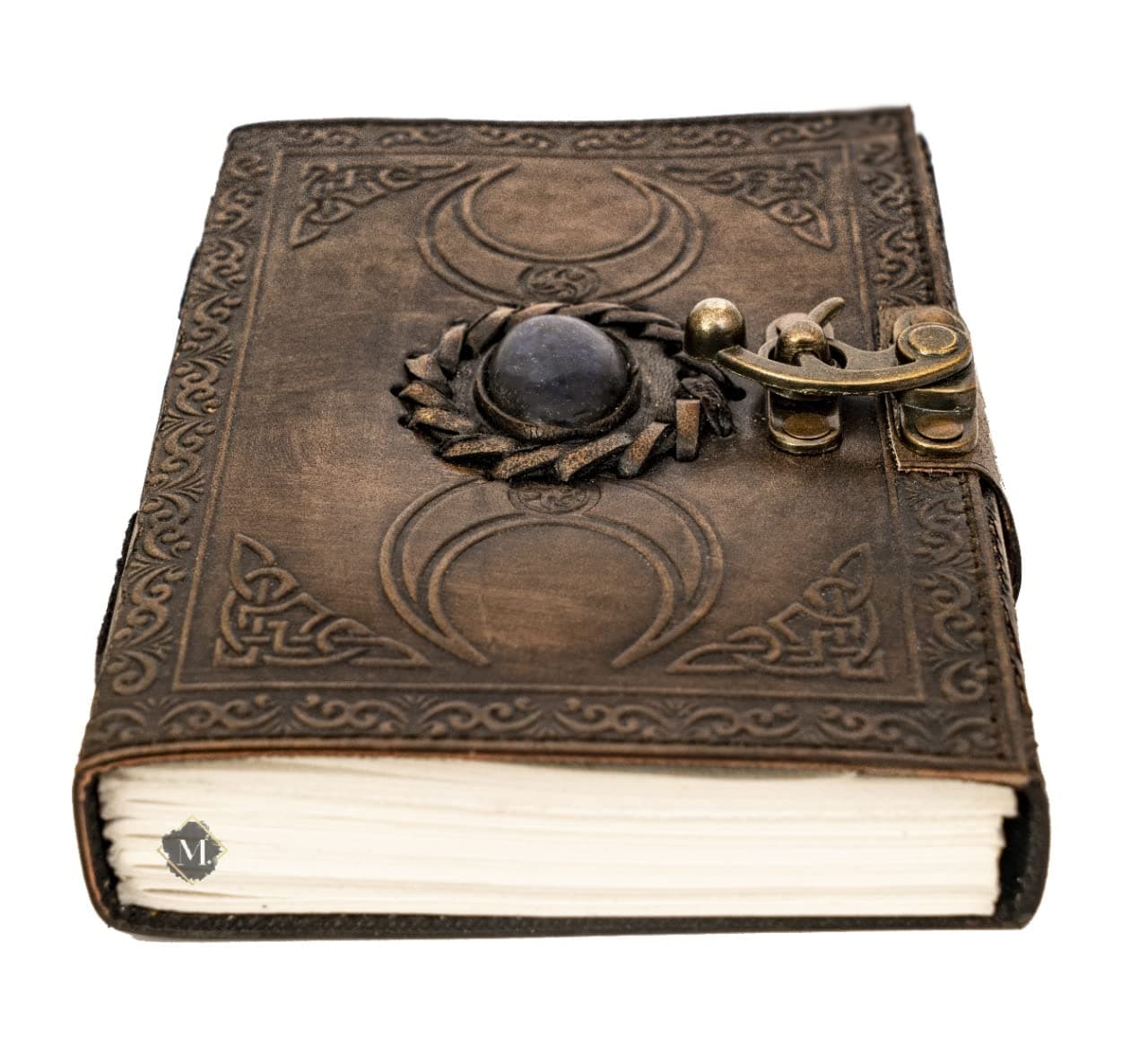 MONTEXOO Leather Journals Sketch book for Men Women - Genuine Journals for Writing 240 pages 5 x 7 inches Notebook Diary Dnd Travel Bullet Old Cool Antique Large Bound (Moon Coffee Journal)