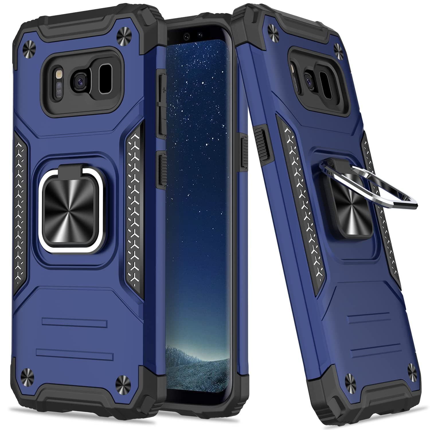 AUPAI Galaxy S8 Case,Samsung S8 Cover Heavy Duty Hard PC and Soft TPU Full-Body Protective Phone Case with Magnetic Kickstand for Samsung Galaxy S8,Blue