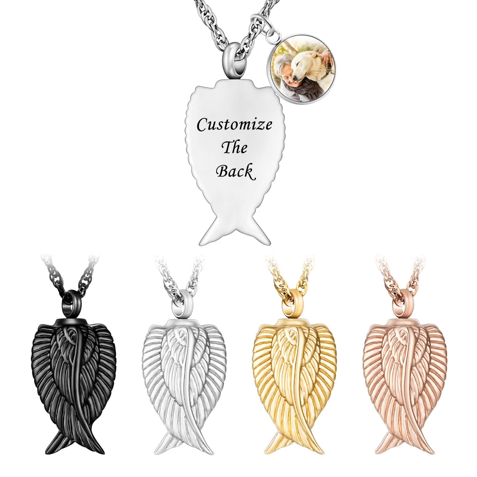Angel Wing Cremation Necklace for Ashes Stainless Steel Urn Pendant Ashes Holder Memorial Jewelry-I’m Here WATCHING Over You