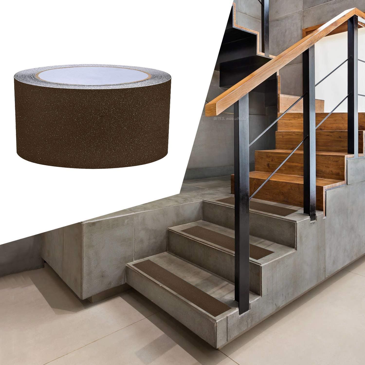 2 Inch X 30 Foot Non Slip Safety Grip Tape for Stairs Steps Non Skid Tread High Traction Friction/Strong Grip Abrasive Adhesive Hazard Caution Tape- Brown (2" Width, Brown)…