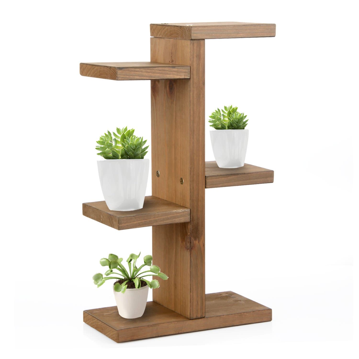 SANGDA Plant Stand,Wooden Plant Bonsai Stand Flower Pot Shelf Storage Rack Multipurpose Utility Storage Rack Books Frames Shelves 6 Pots Holder(34.5x20cm)