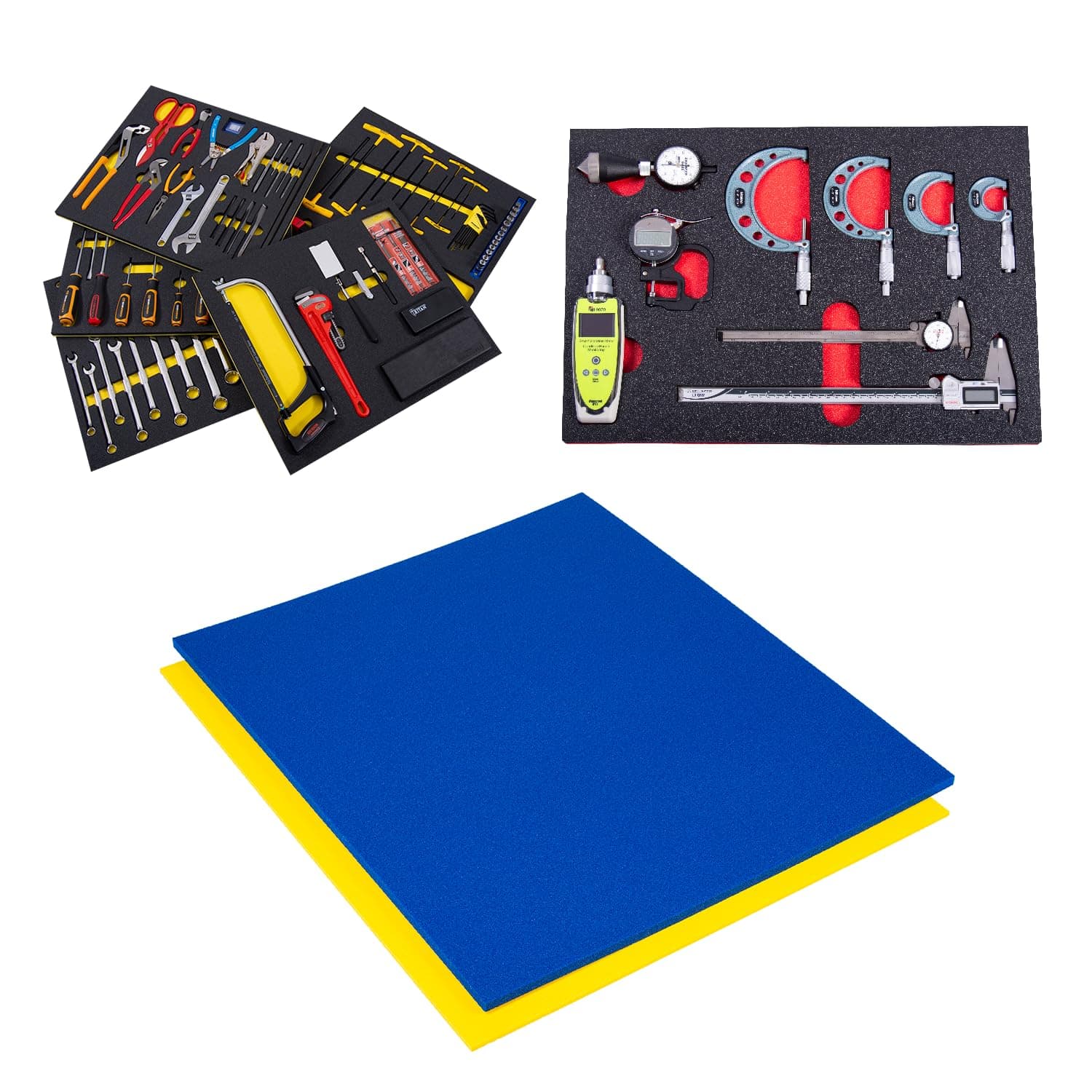 5S Tool Box Shadow Foam Organizers (2 Color) FITS Craftsman Model# 112225 Bottom Box (12.75 x 22.125", Blue Top/Yellow Bottom)…