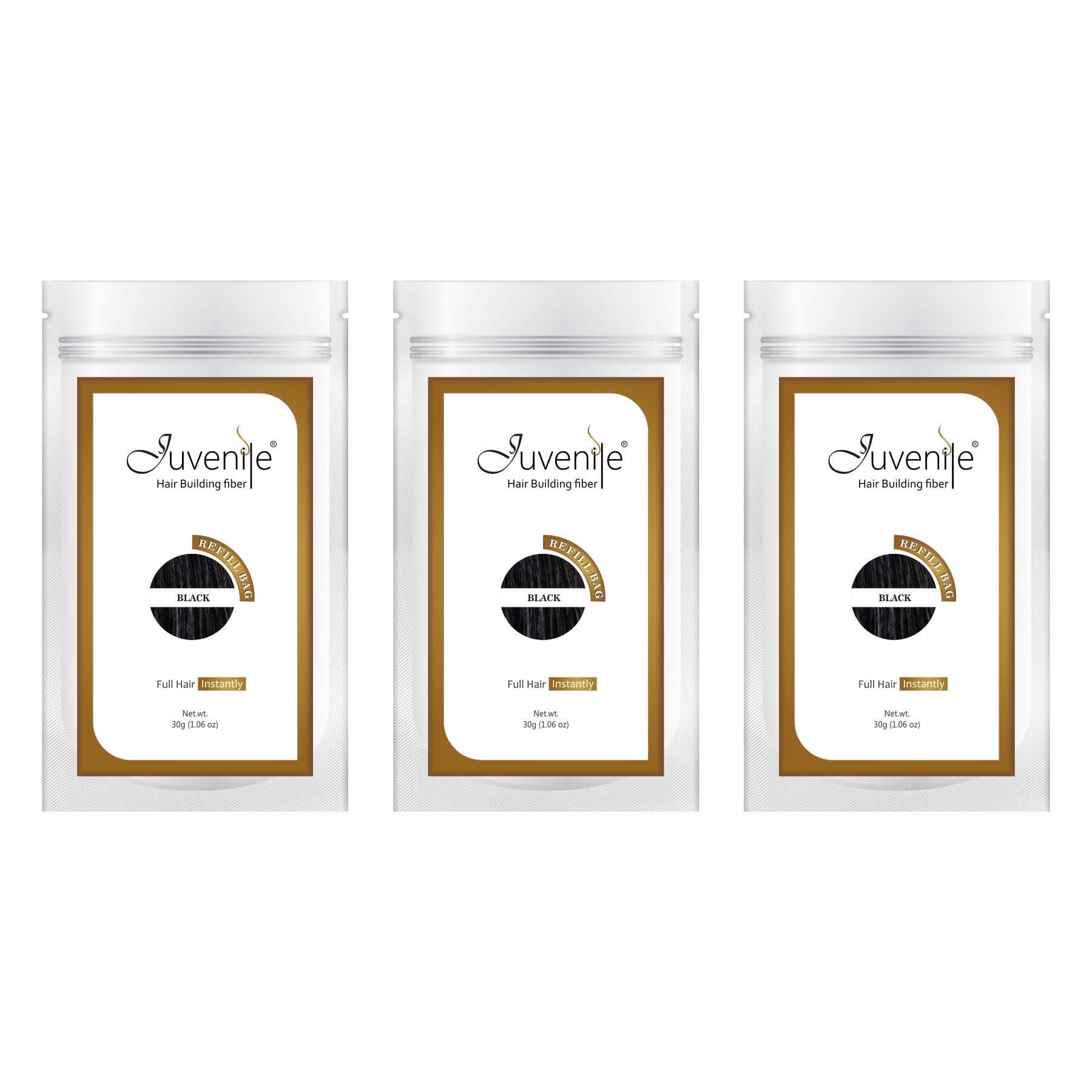 Juvenile Hair Fiber Refill Pack Black 90 Gram (30 Gram Each)