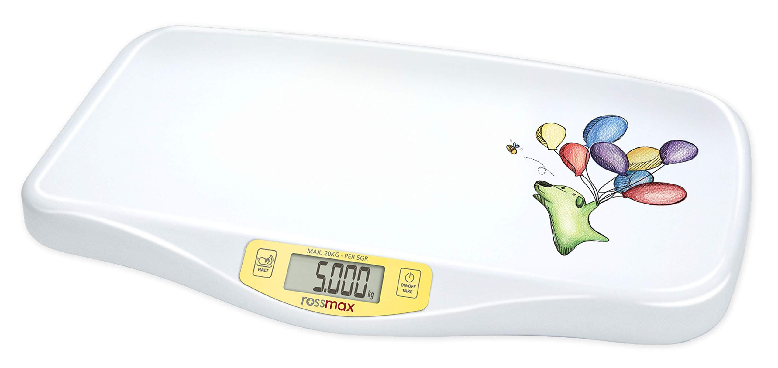Rossmax WE300 Swiss Design Baby Weighing Scale (White) with Discretional Hold Function for Accurate Measurements | Infant weighing machine Ideal for Home and Nursery